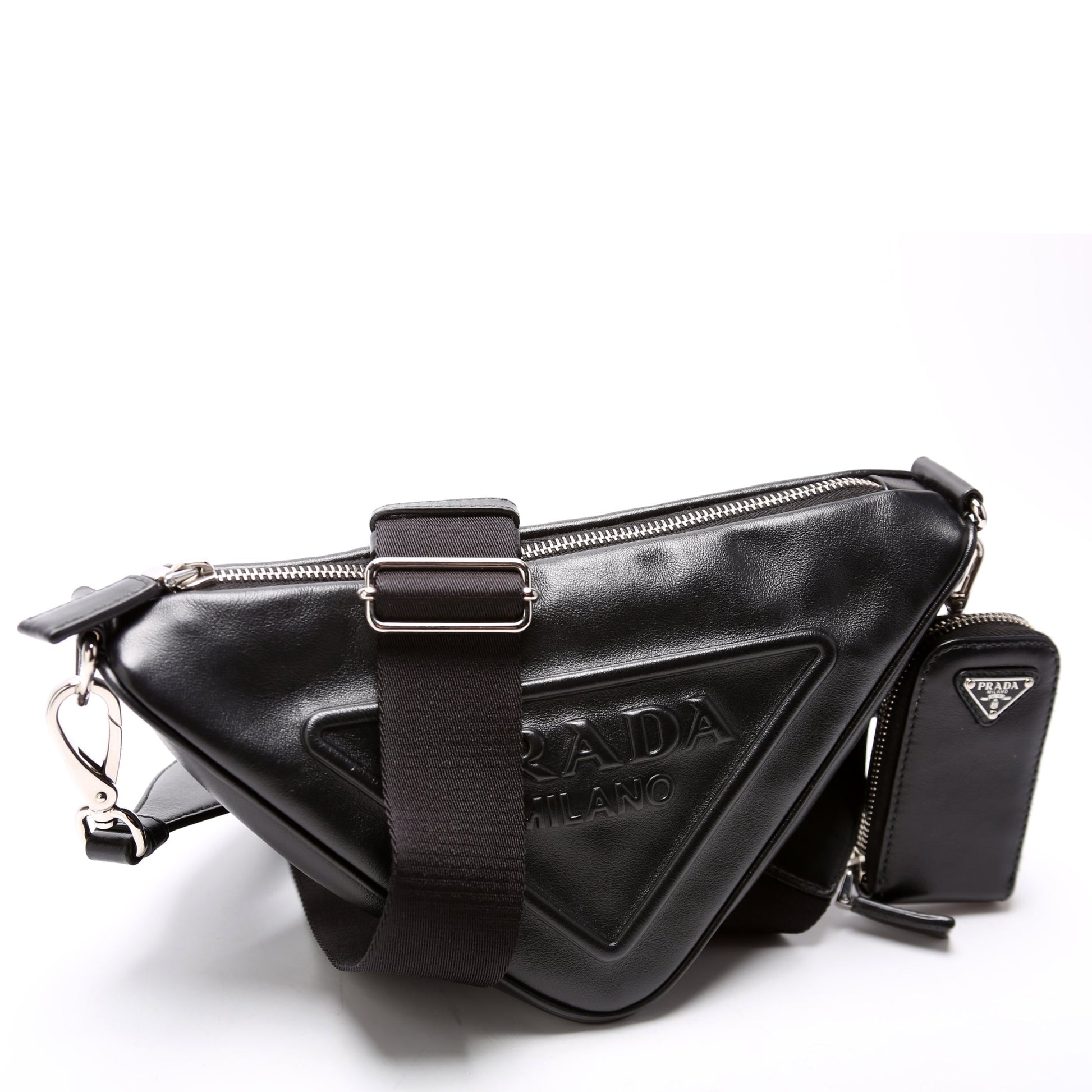 Prada Triangle Shoulder Bag Leather Black