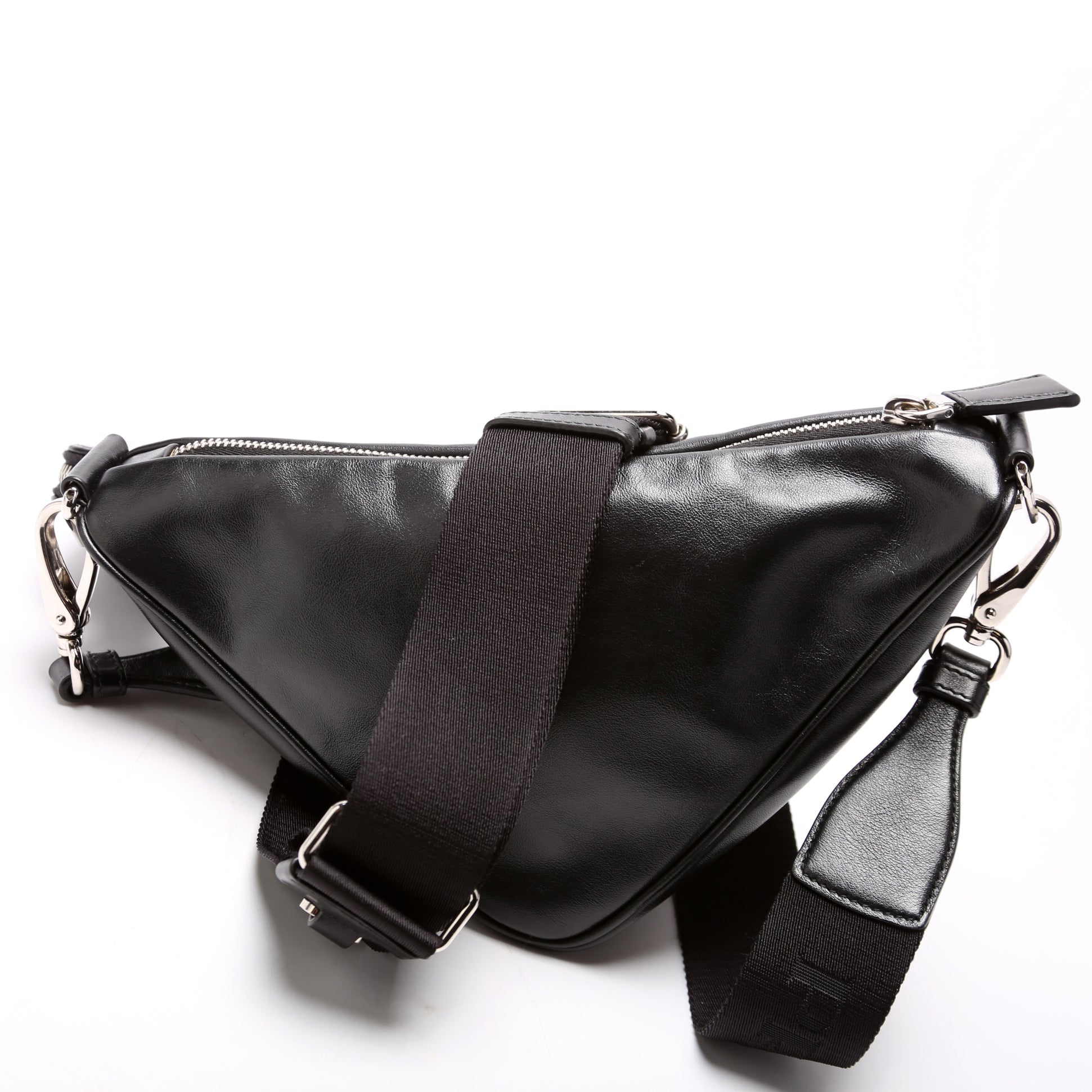 Prada Triangle Shoulder Bag Leather Black