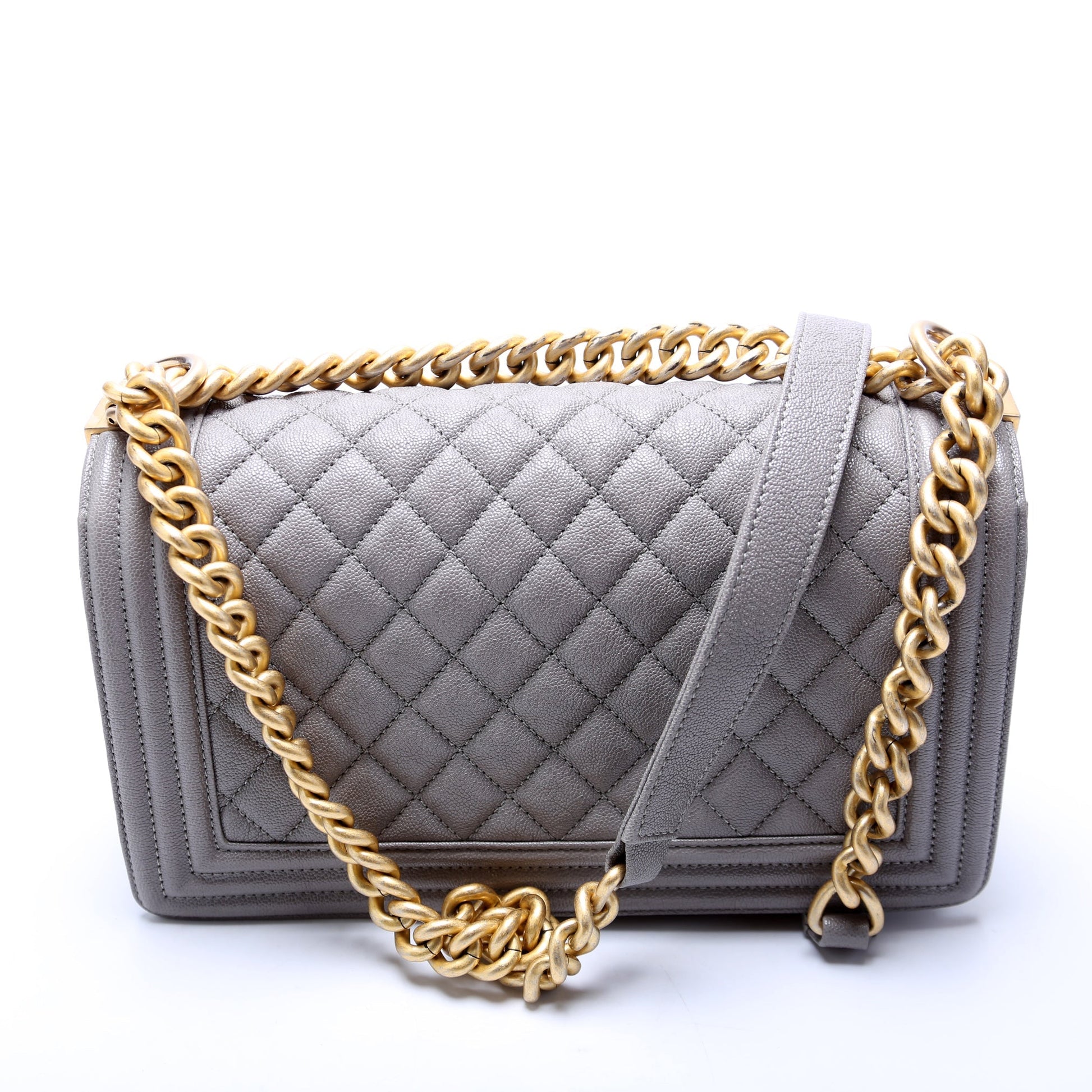 Chanel Boy Flap Old Caviar 25-28M Grey Handbag