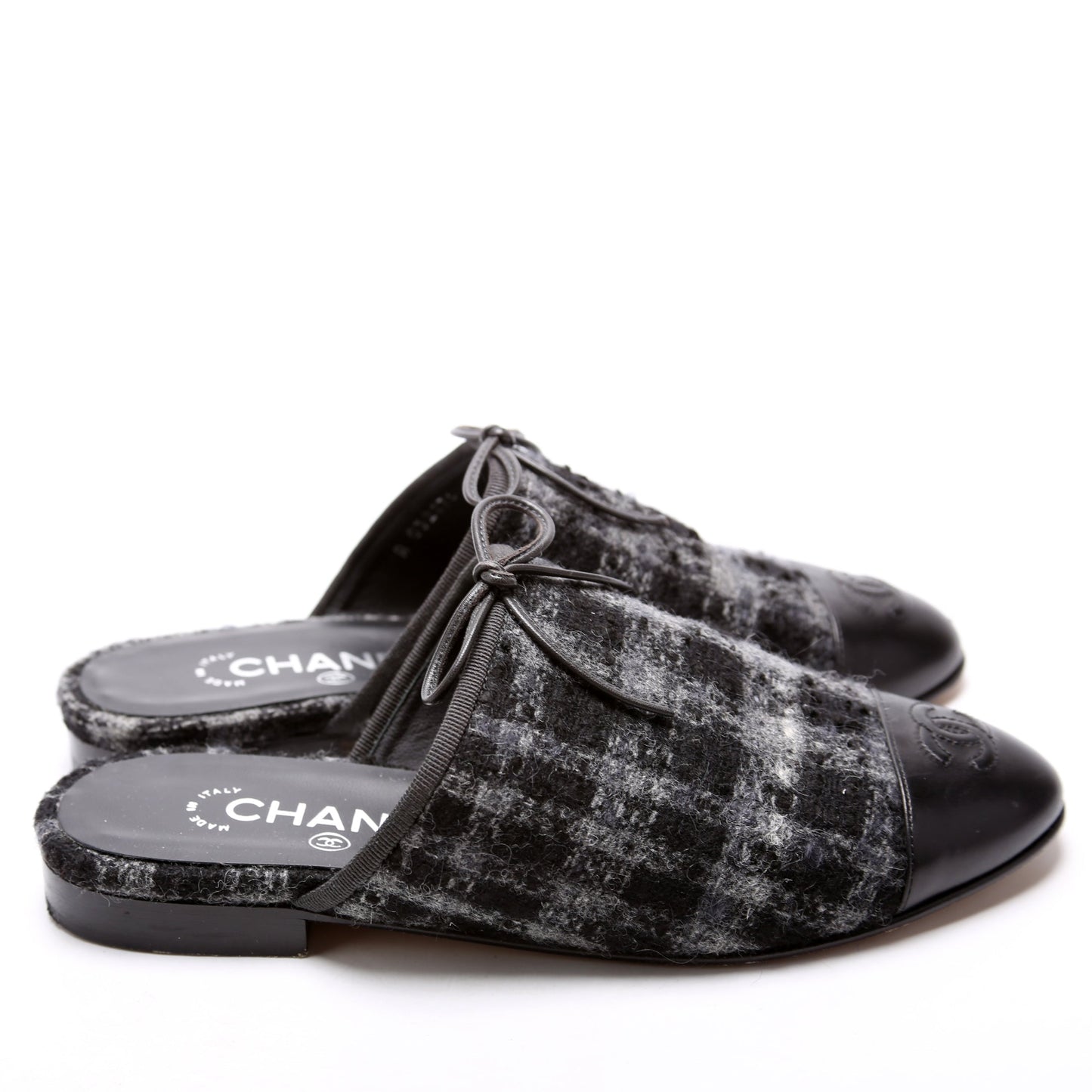 Chanel CC Tweed Mules Size 37