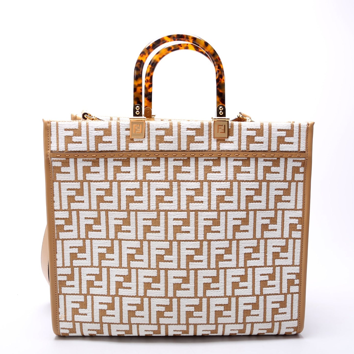 Fendi Sunshine Shopper Bag Raffia Brown Medium Travel Bag