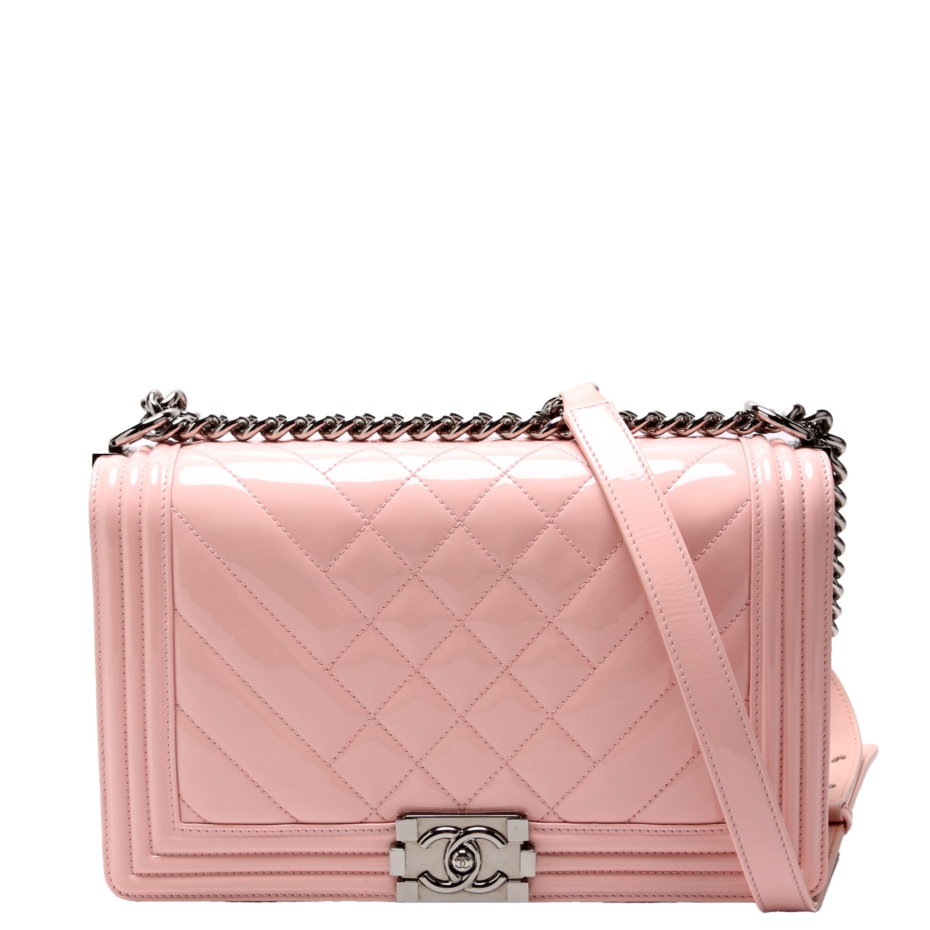 Chanel Boy Flap Old Patent Pink Handbag