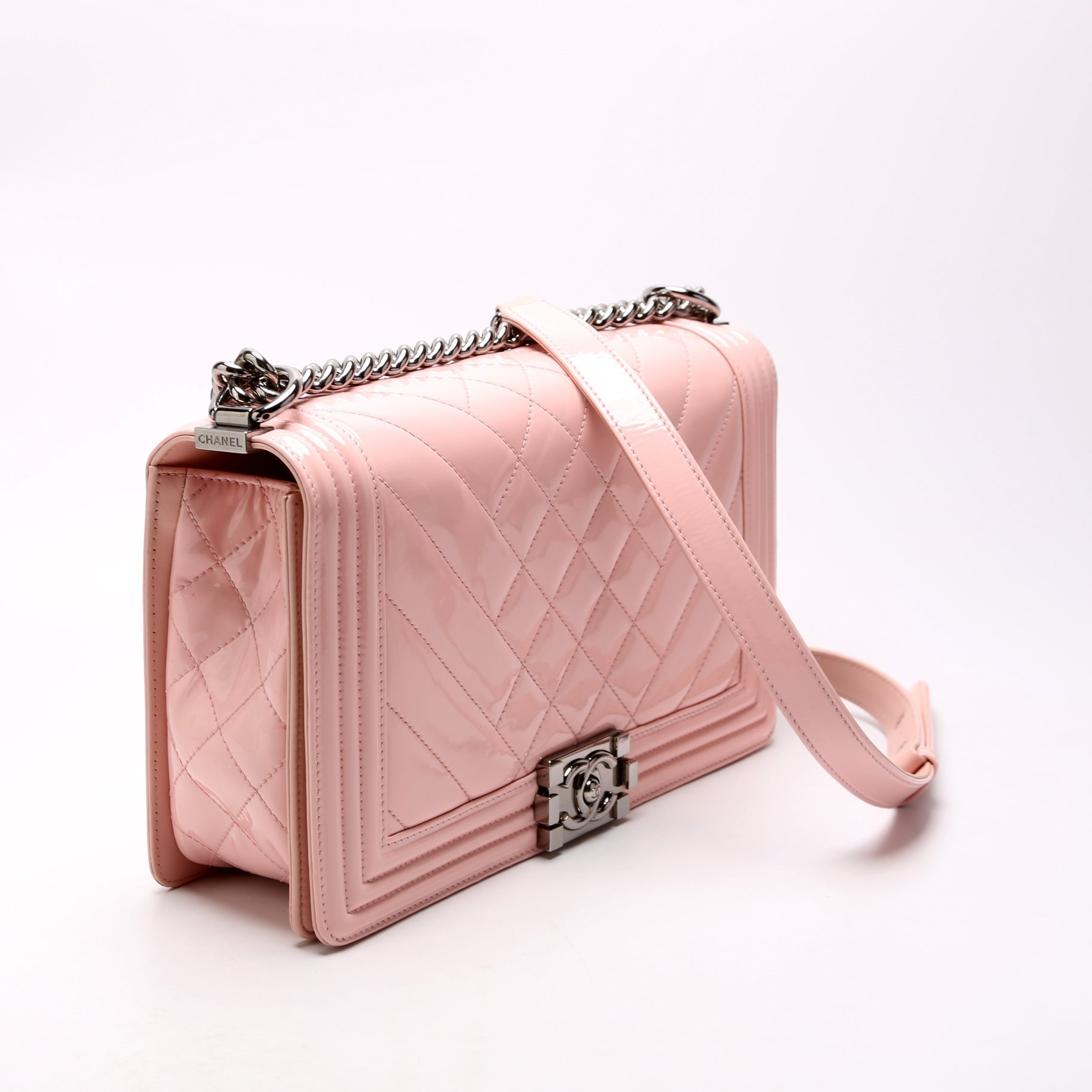Chanel Boy Flap Old Patent Pink Handbag