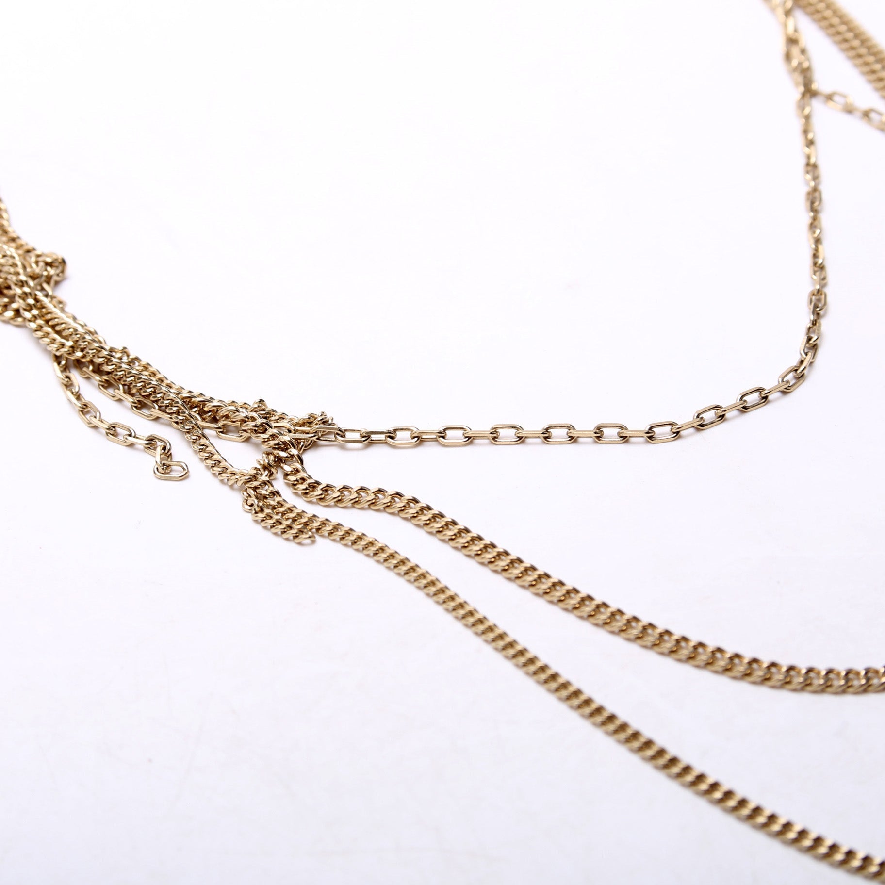 Chanel Crystal CC Mutli Chain Long Necklace Gold