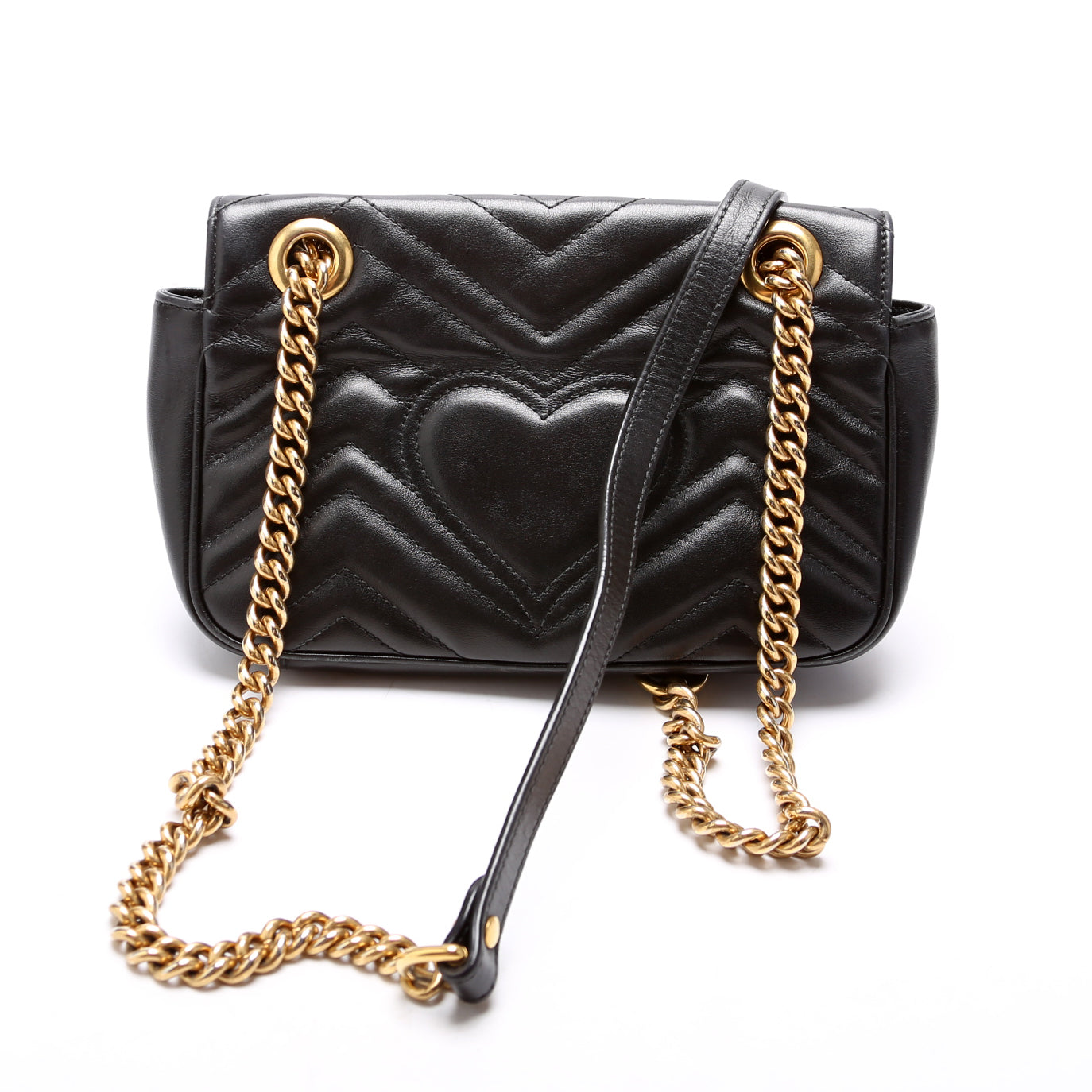 Gucci Marmont Leather Black Mini Flap Shoulder Bag 6
