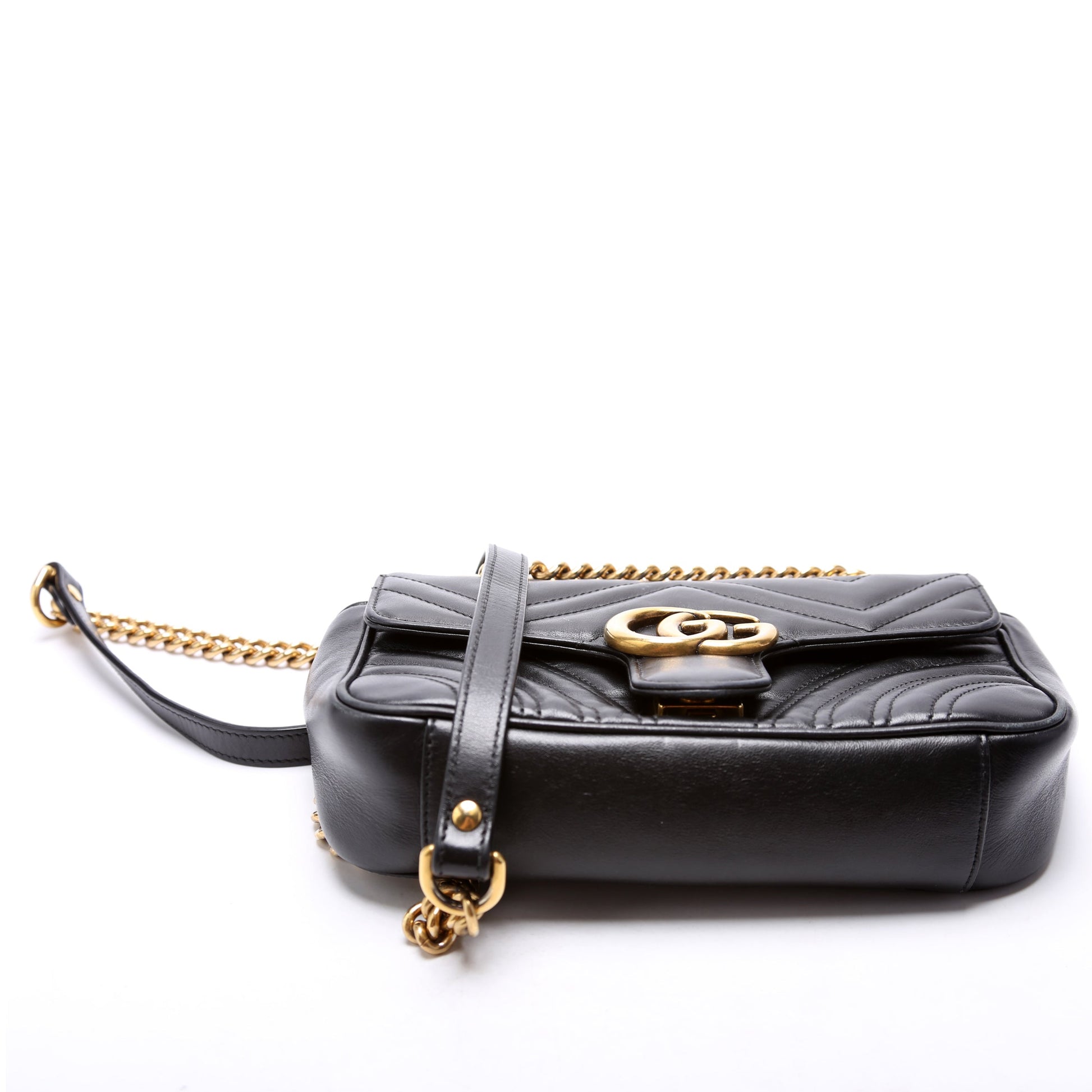 Gucci Marmont Leather Black Mini Flap Shoulder Bag 6