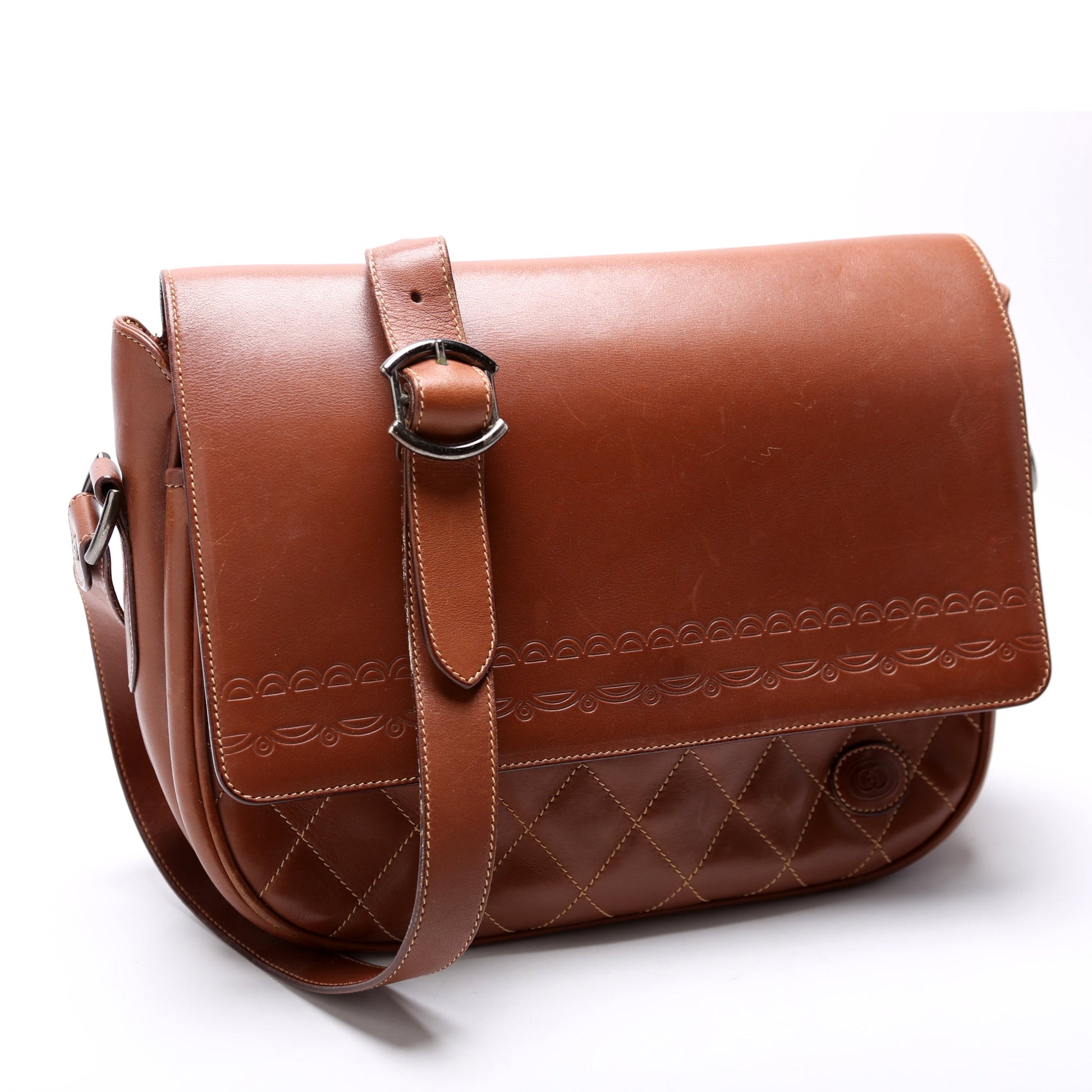 Gucci 001-46 Leather Brown Shoulder Bag