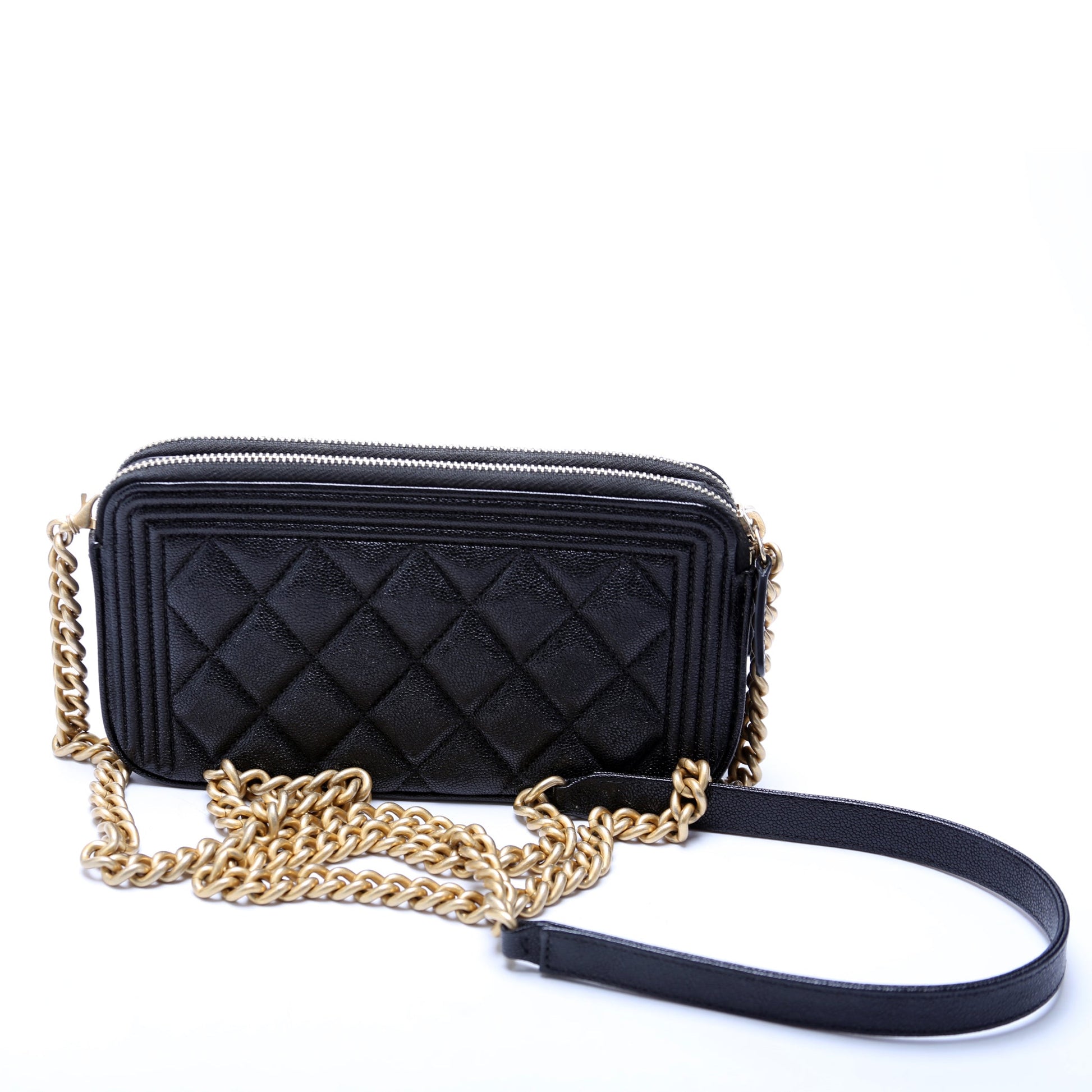 Chanel WOC Boy Double Zip Black Clutch Bag