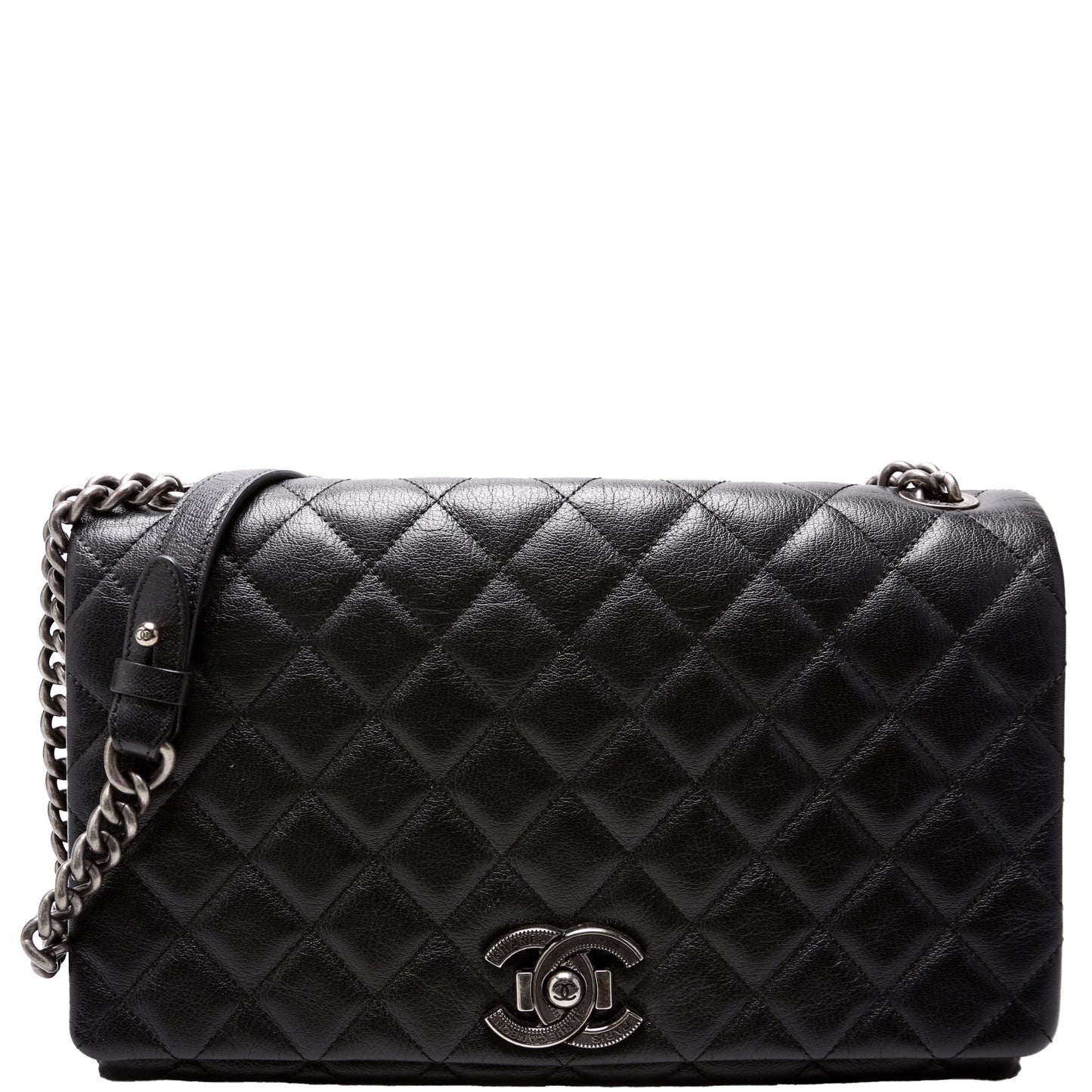 Chanel City Rock Flap Goatskin Quilted 21M Black Handbag