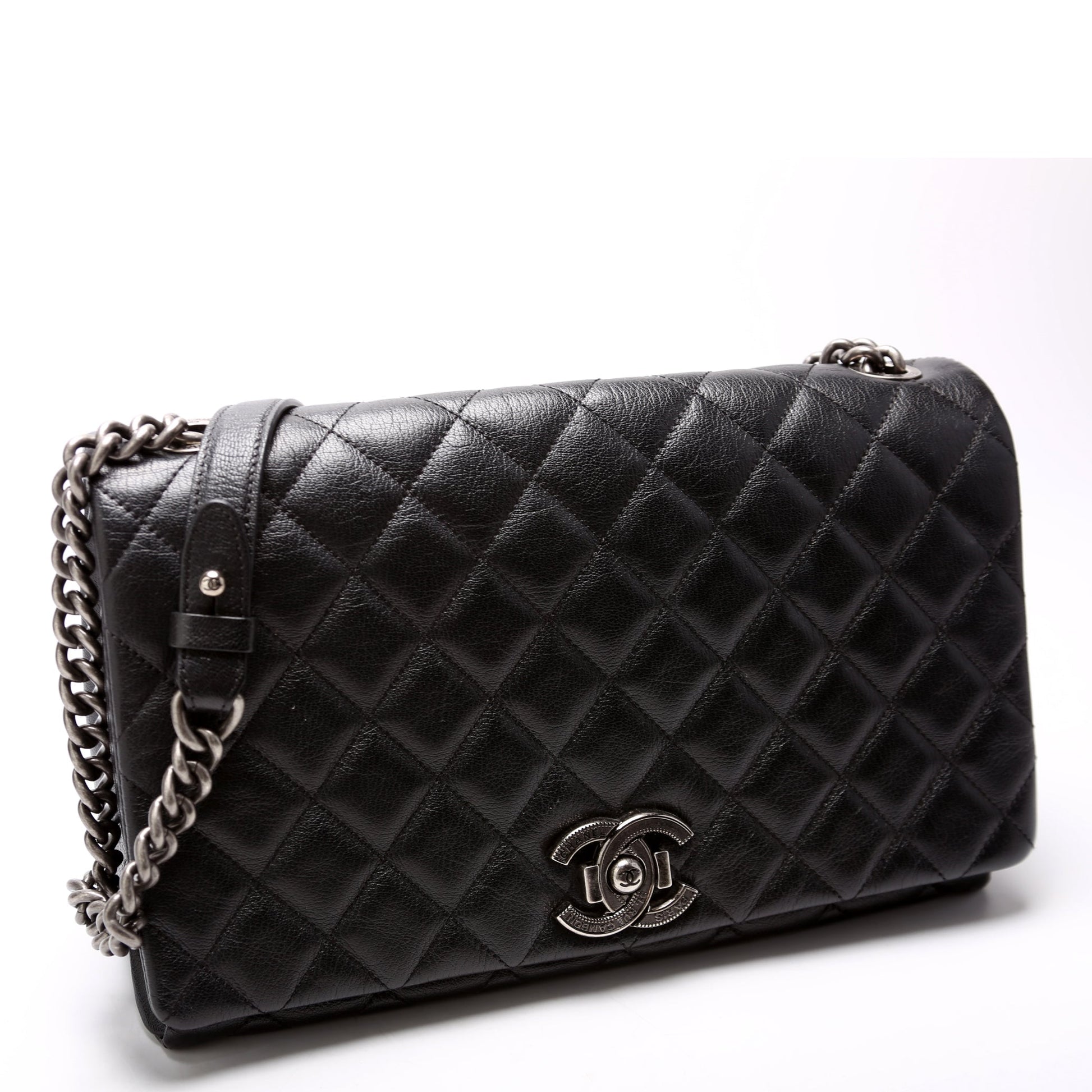 Chanel City Rock Flap Goatskin Quilted 21M Black Handbag