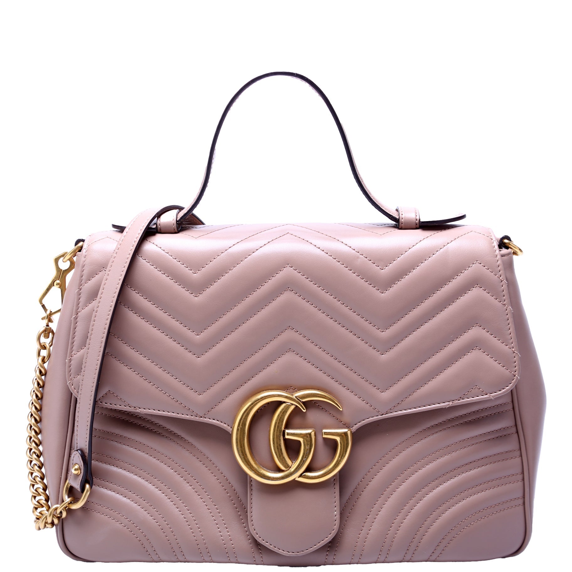 Gucci Marmont Tan Medium Top Handle Travel Bag