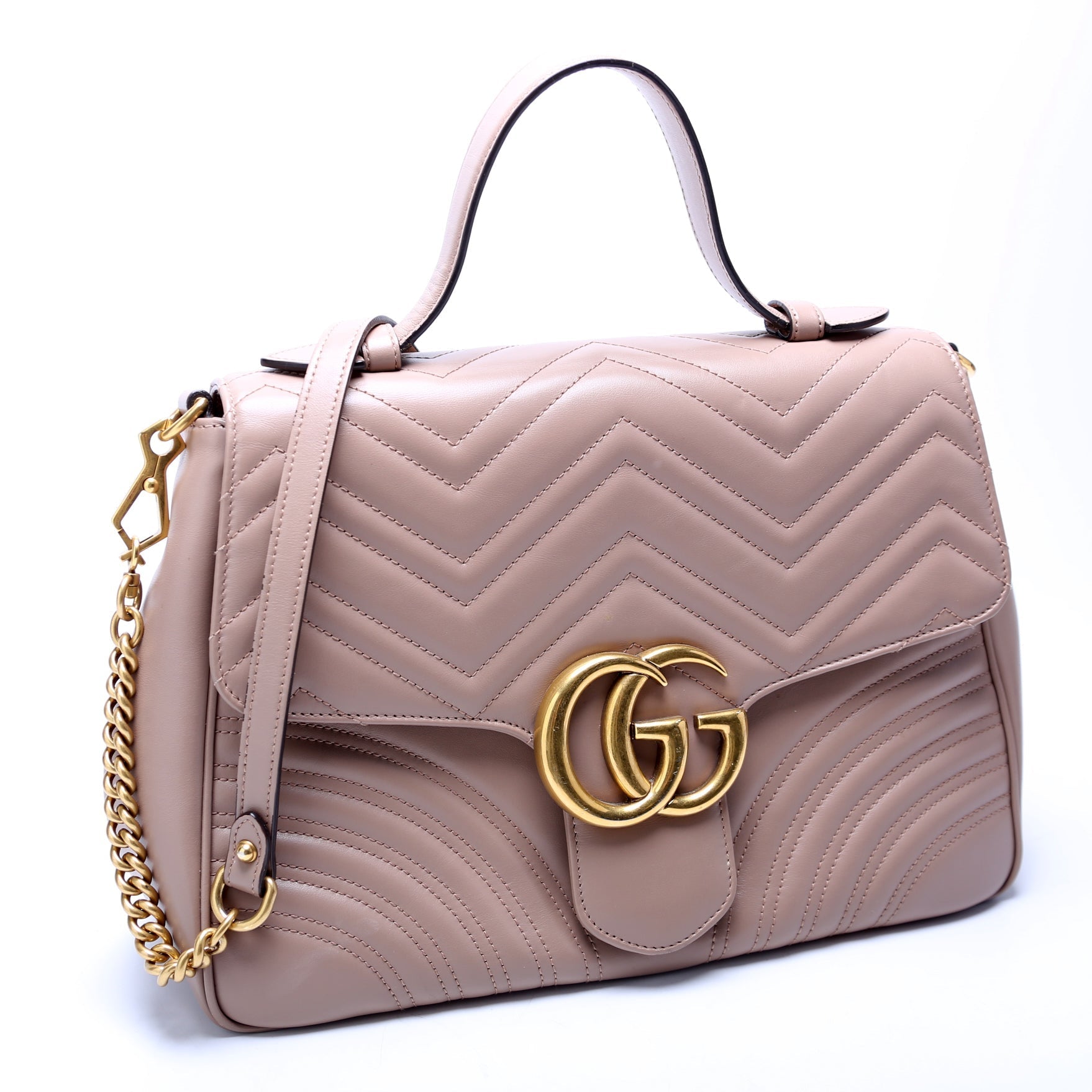 Gucci Marmont Tan Medium Top Handle Travel Bag