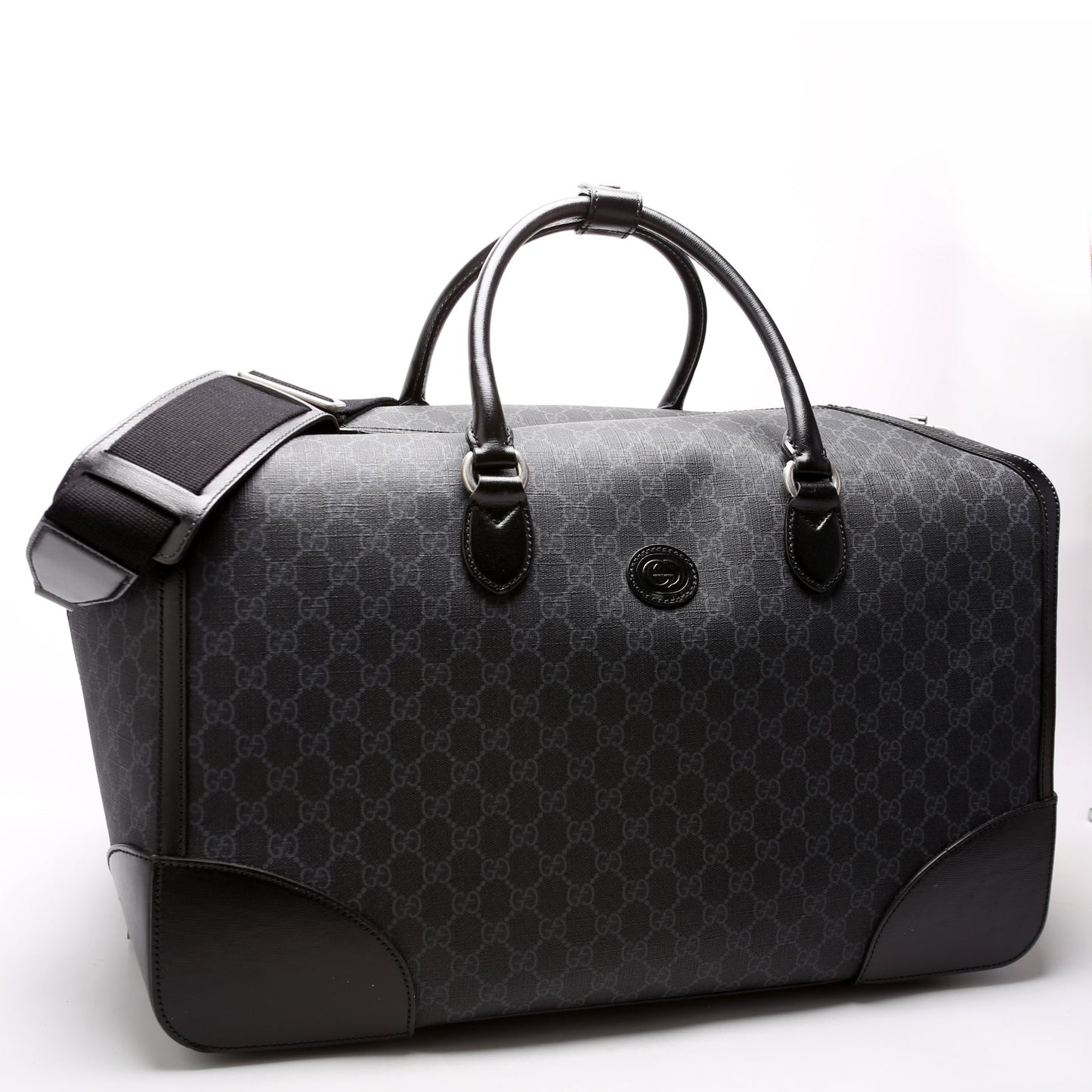 Gucci GG Supreme Interlocking G Duffle Black Large Travel Bag