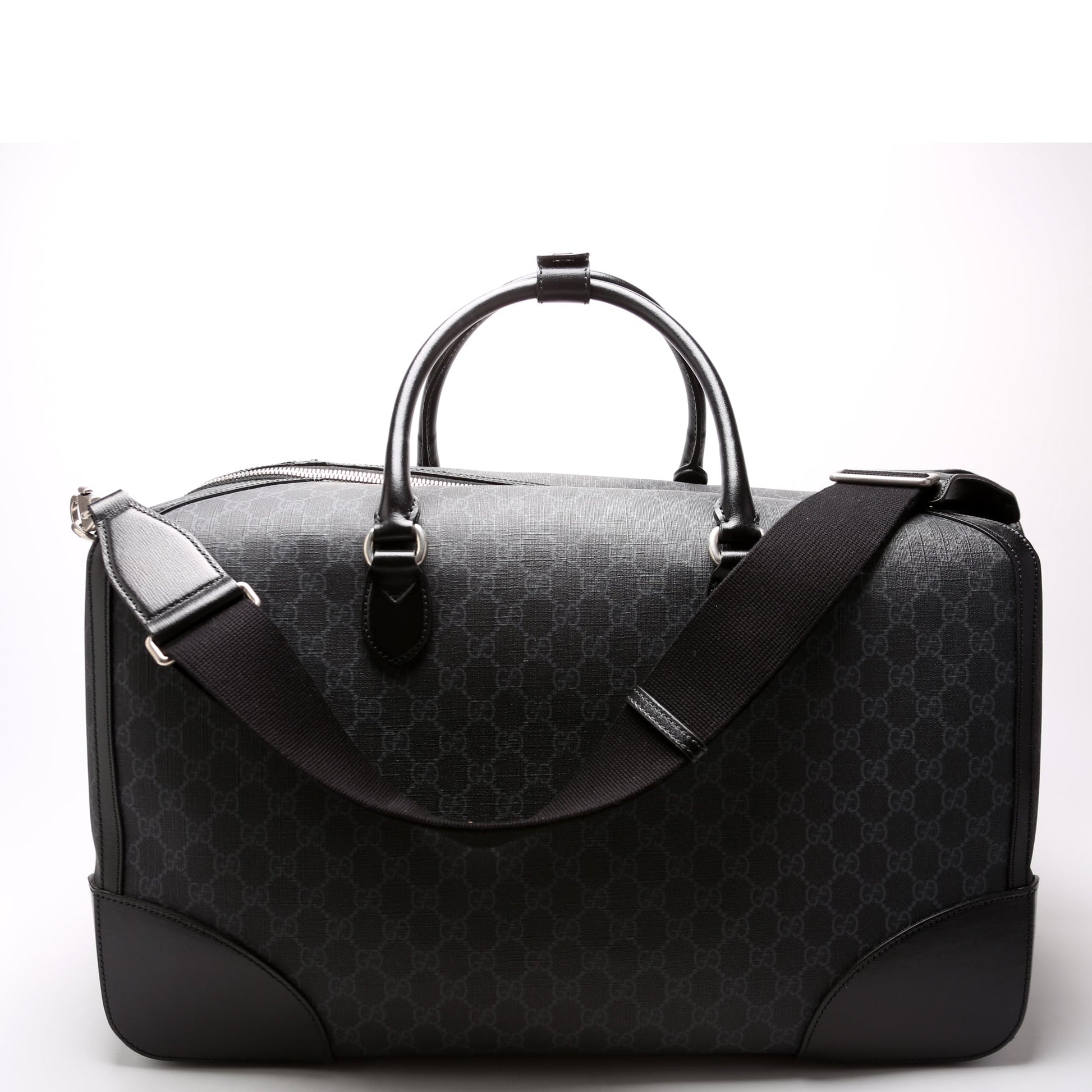 Gucci GG Supreme Interlocking G Duffle Black Large Travel Bag
