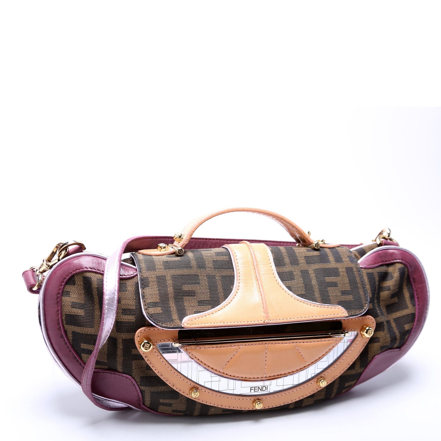 Fendi 8Bn133 Ff Zucca Vanity Clutch Plum Bag Brown Clutch Bag