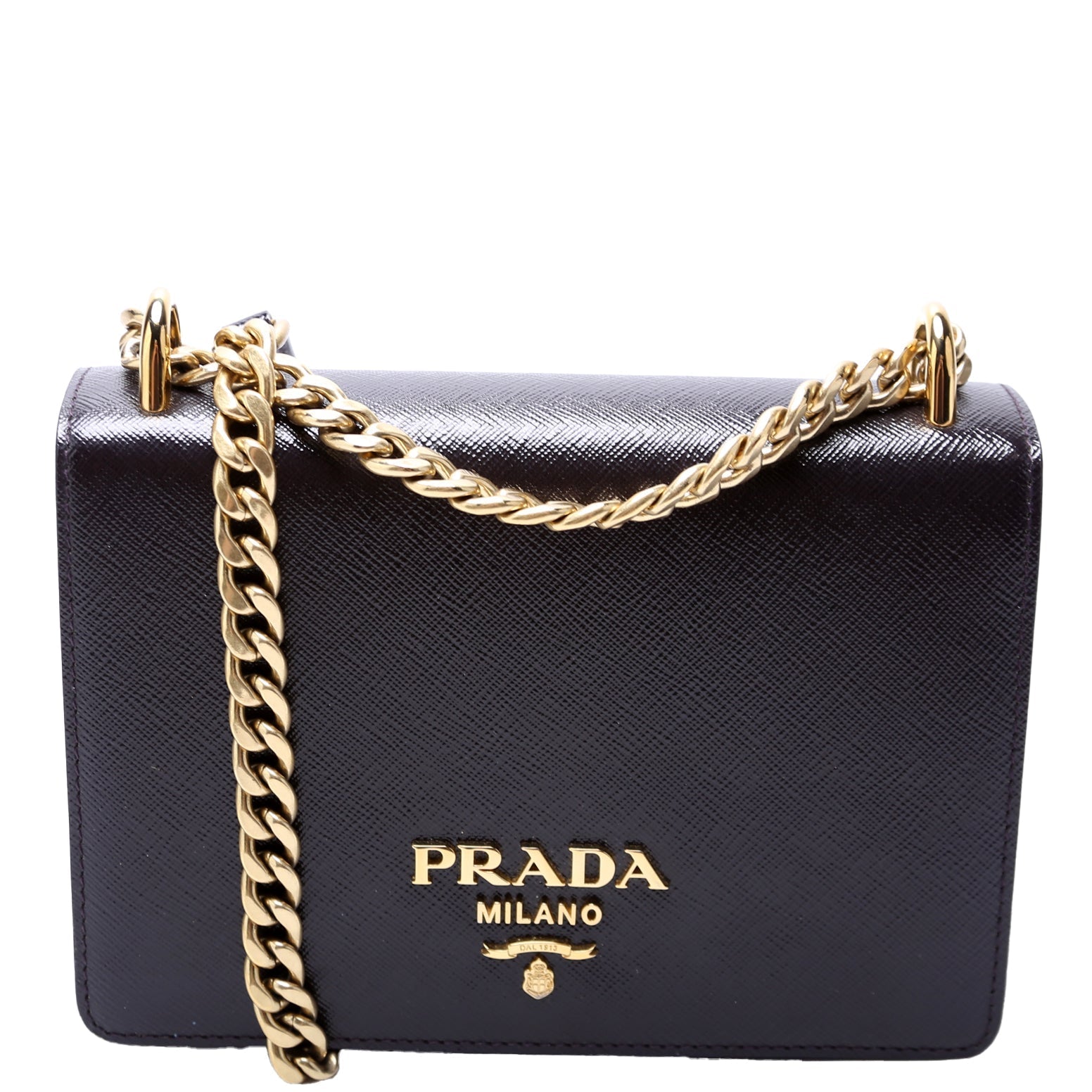 Prada Saffiano Crossbody Plum Bag Chain Crossbody Bag