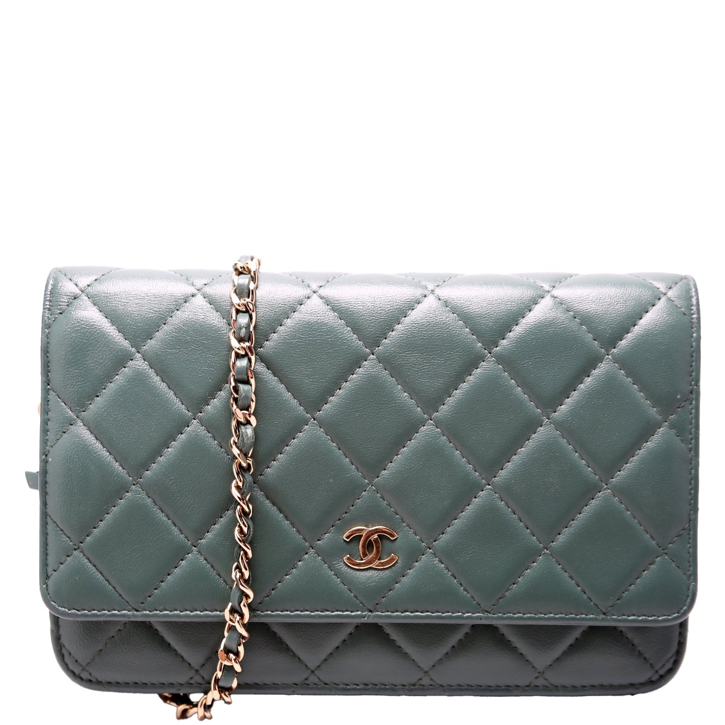 Chanel WOC Classic Quilted Lambskin 26M Green Clutch Bag
