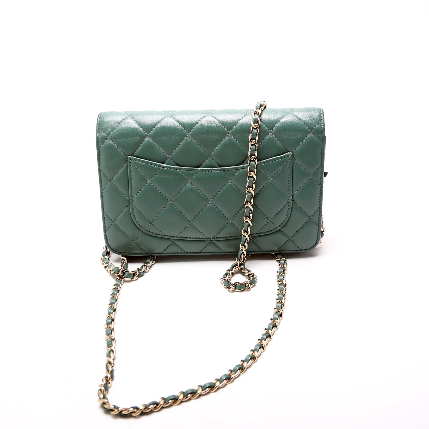 Chanel WOC Classic Quilted Lambskin 26M Green Clutch Bag