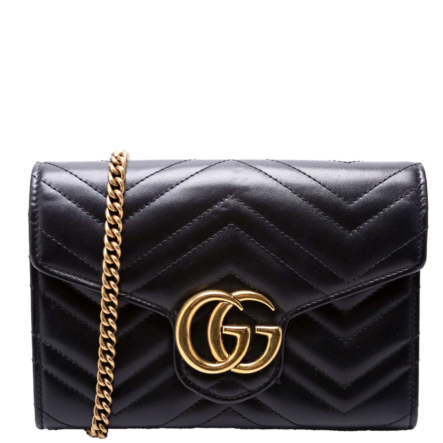 Gucci Marmont Black Chain Wallet Case Black 3