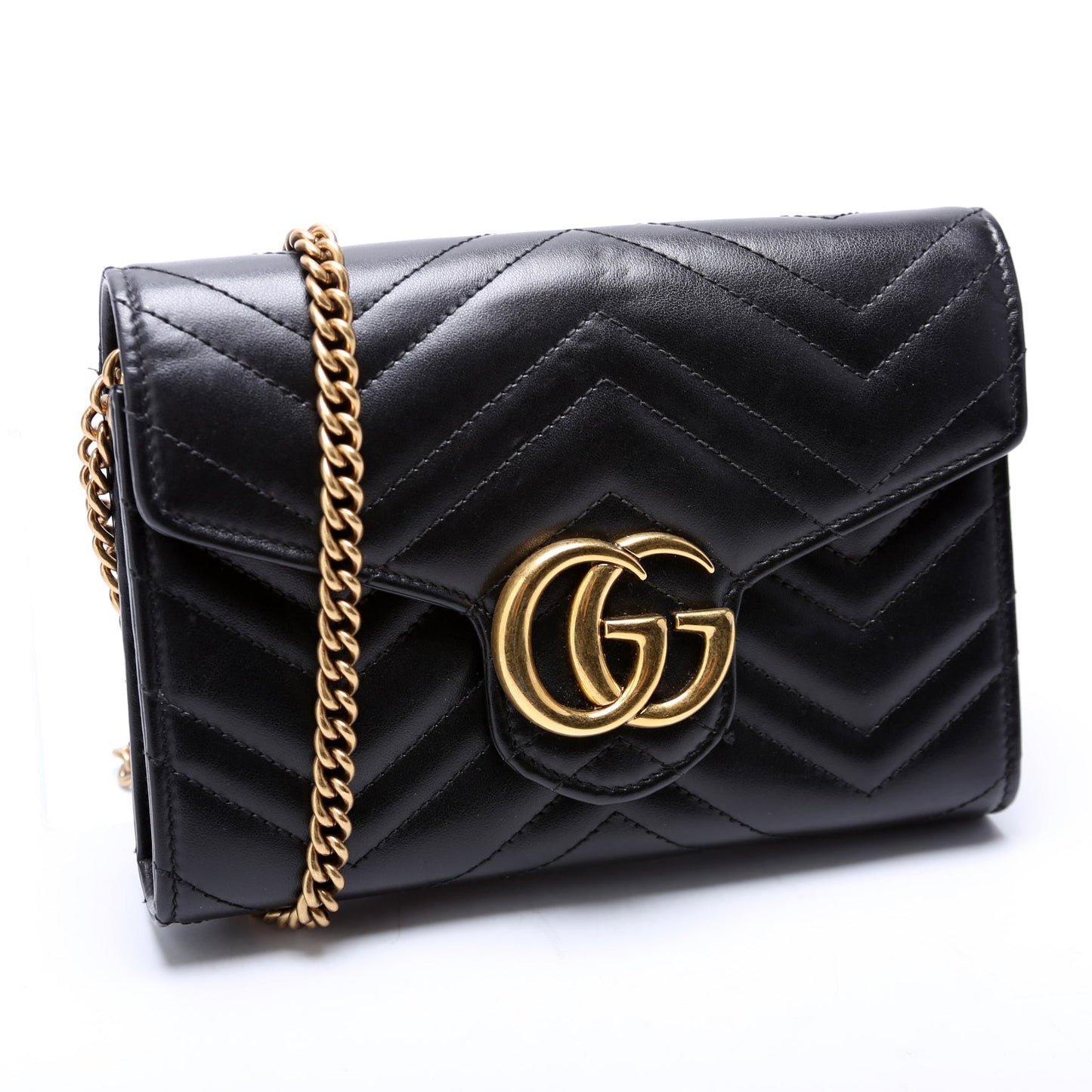 Gucci Marmont Black Chain Wallet Case Black 3