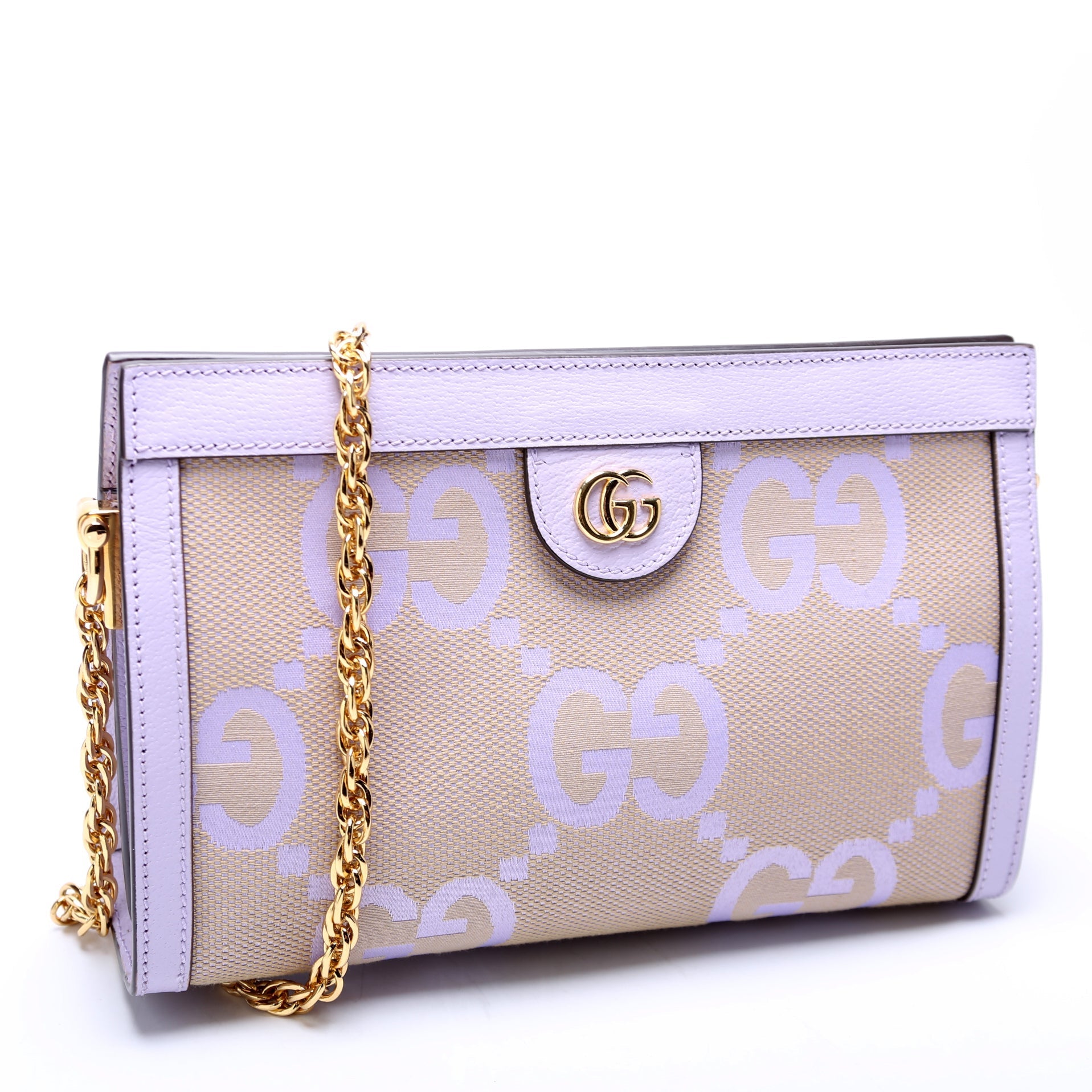 Gucci Ophidia Jumbo GG Purple Canvas Beige Small Shoulder Bag