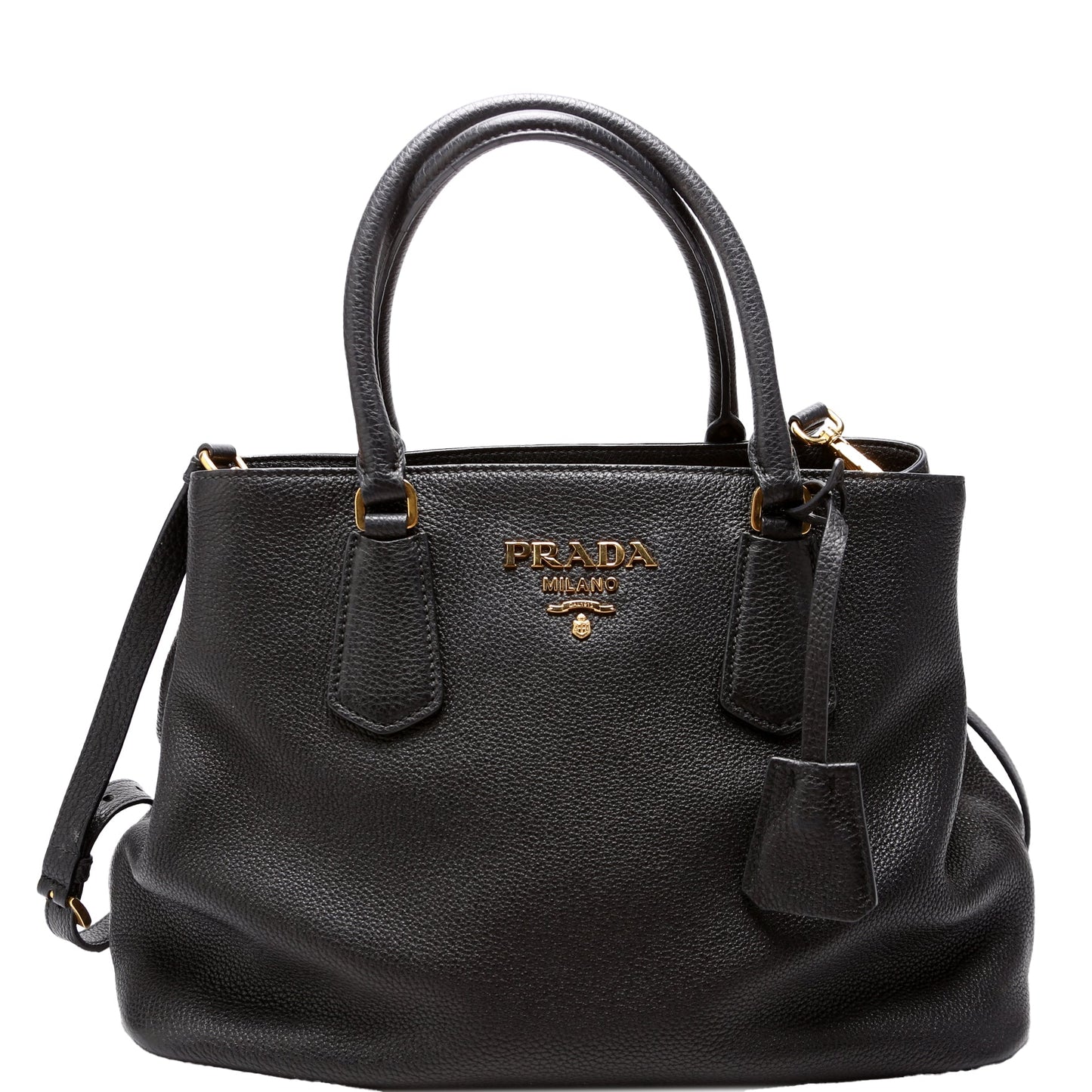 Prada Vitello Phenix Double Tote Bag Black