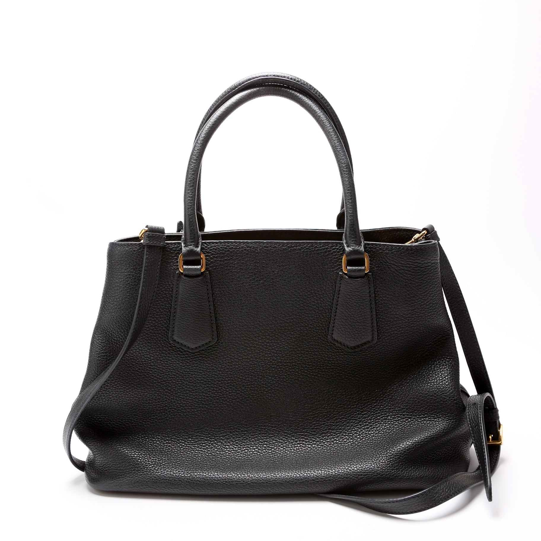 Prada Vitello Phenix Double Tote Bag Black