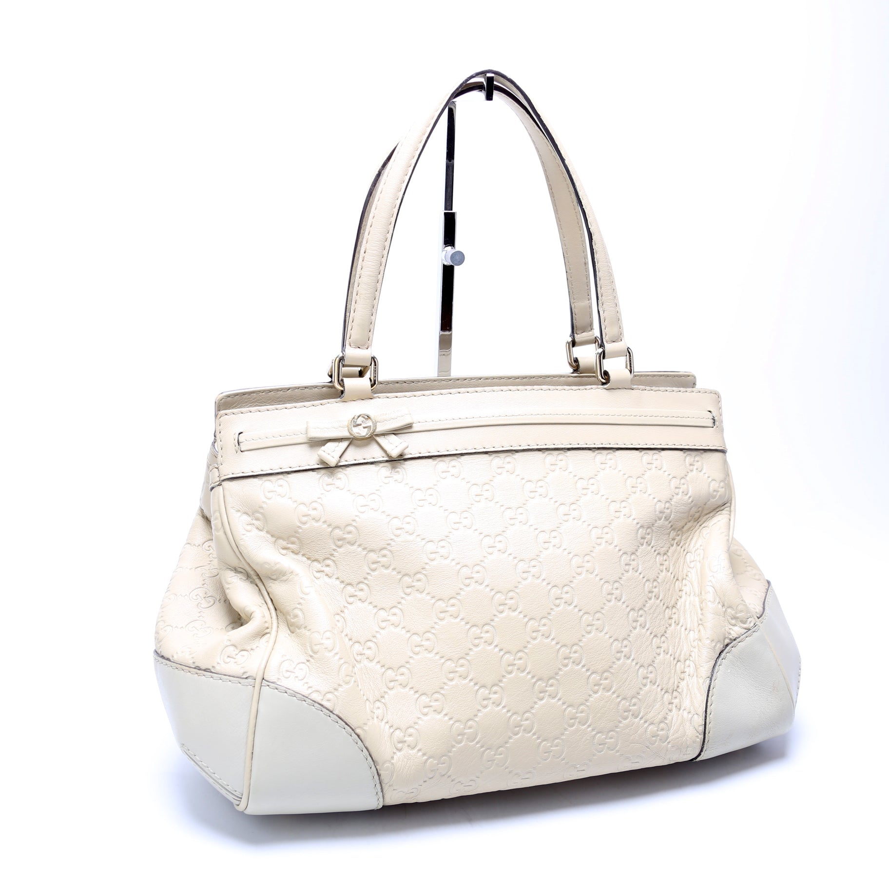 Gucci Mayfair Ribbon White Travel Bag