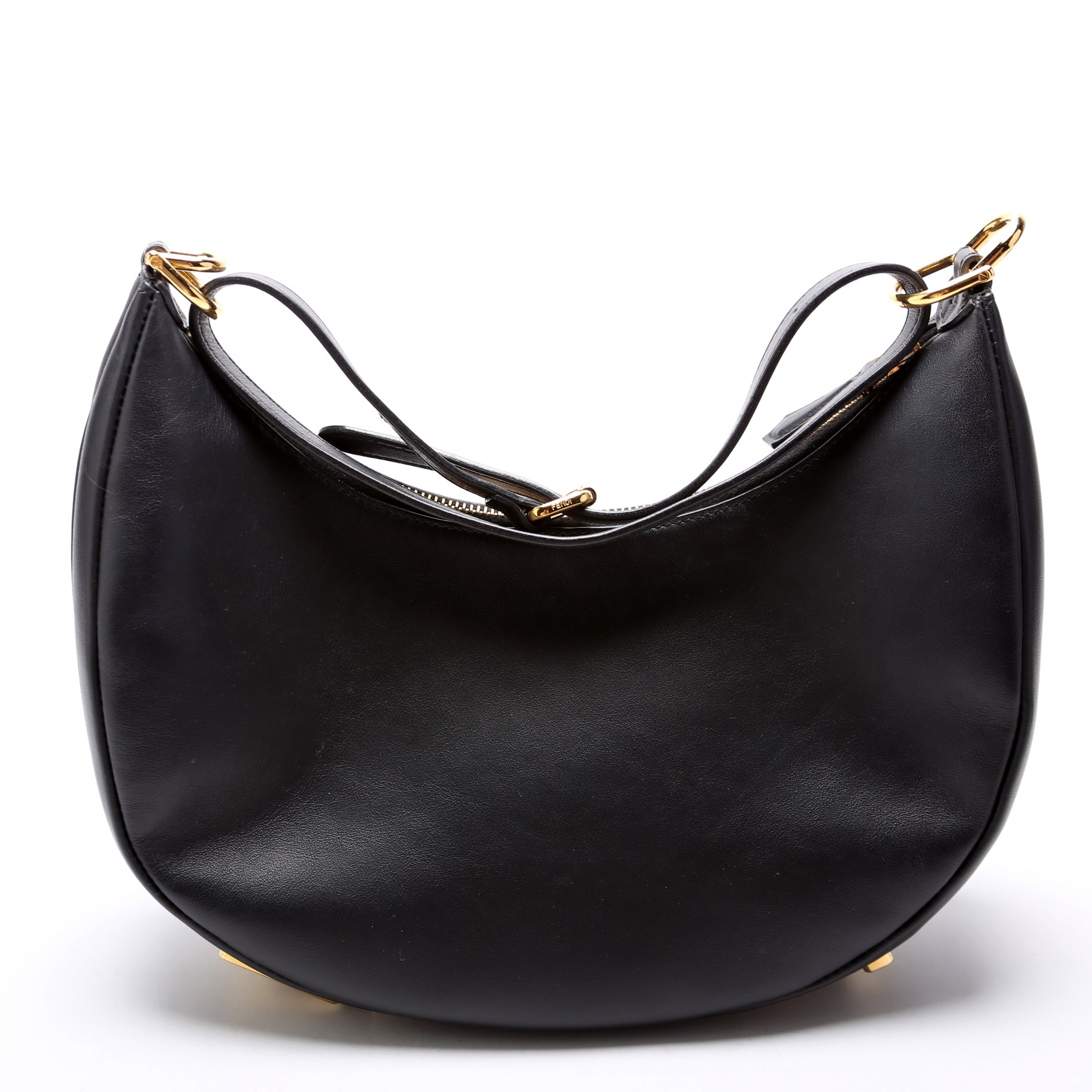 Fendi 8Br798Graphy Hobo Bag Leather Black Small