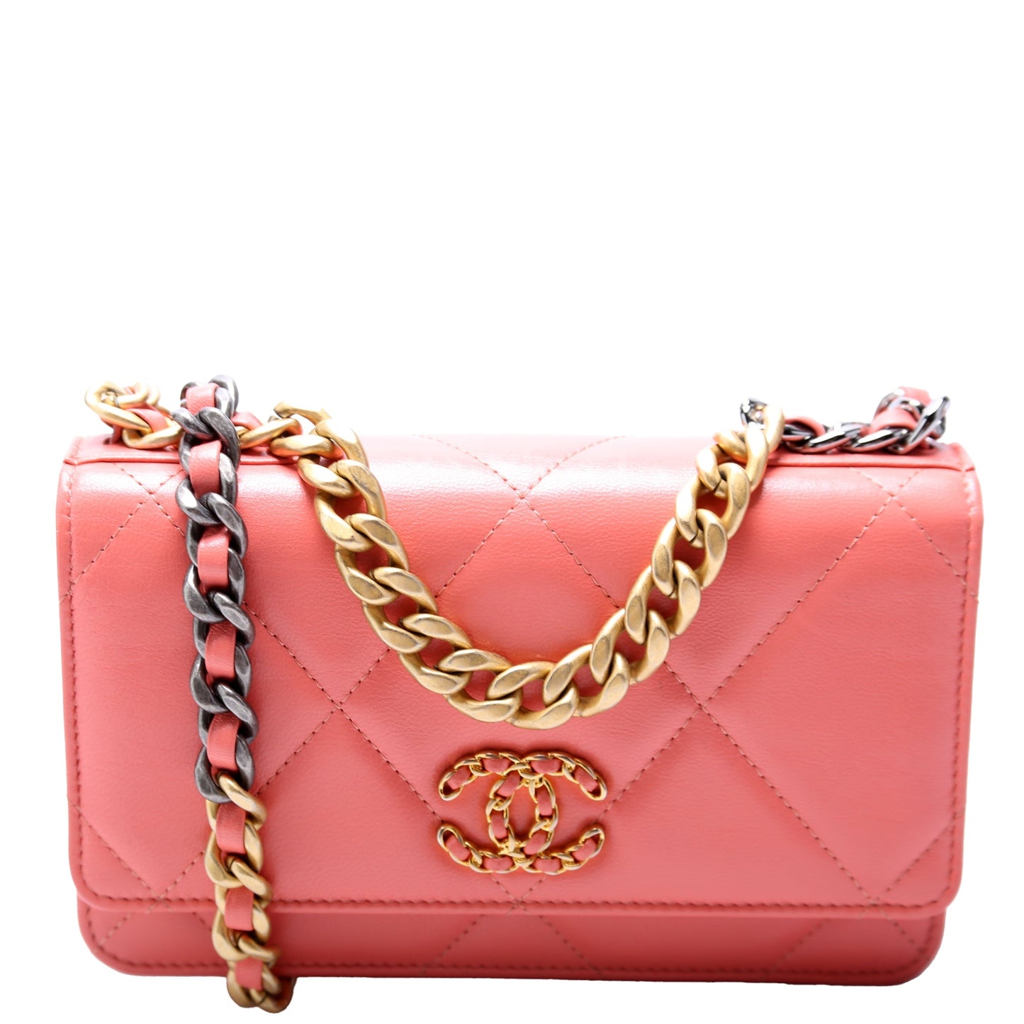 Chanel 19 WOC Quilted 30M Coral Clutch Bag