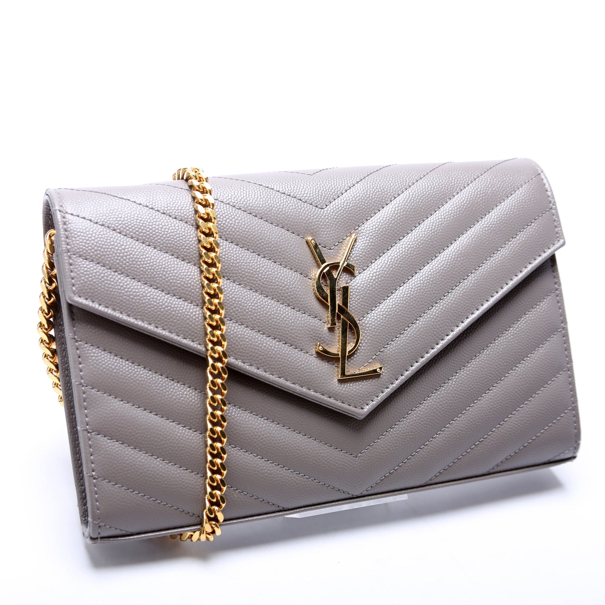 YSL Saint Laurent Saint Laurent Grain De Wallet Grey Bag Chain Travel Bag