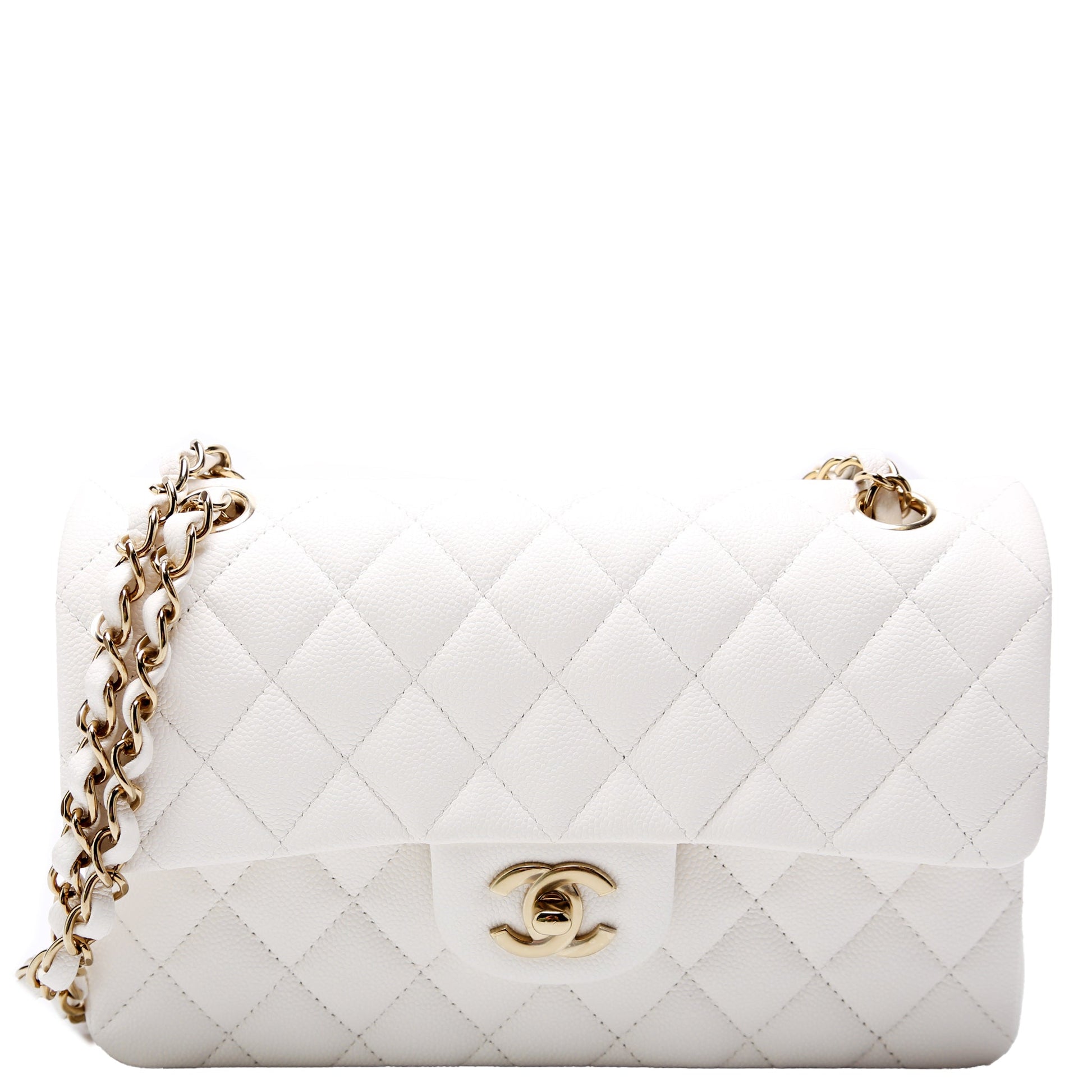 Chanel Classic Flap Caviar White Small Handbag