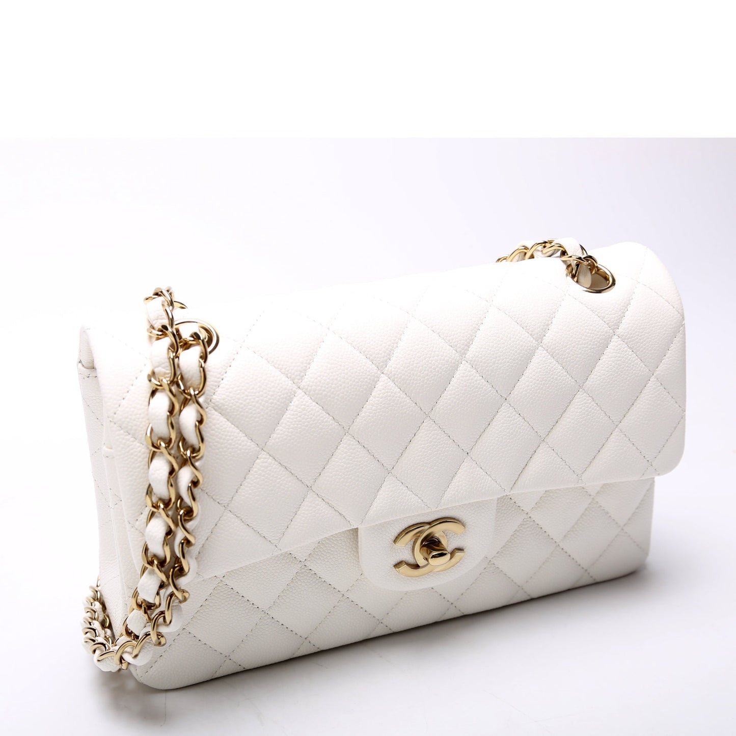 Chanel Classic Flap Caviar White Small Handbag