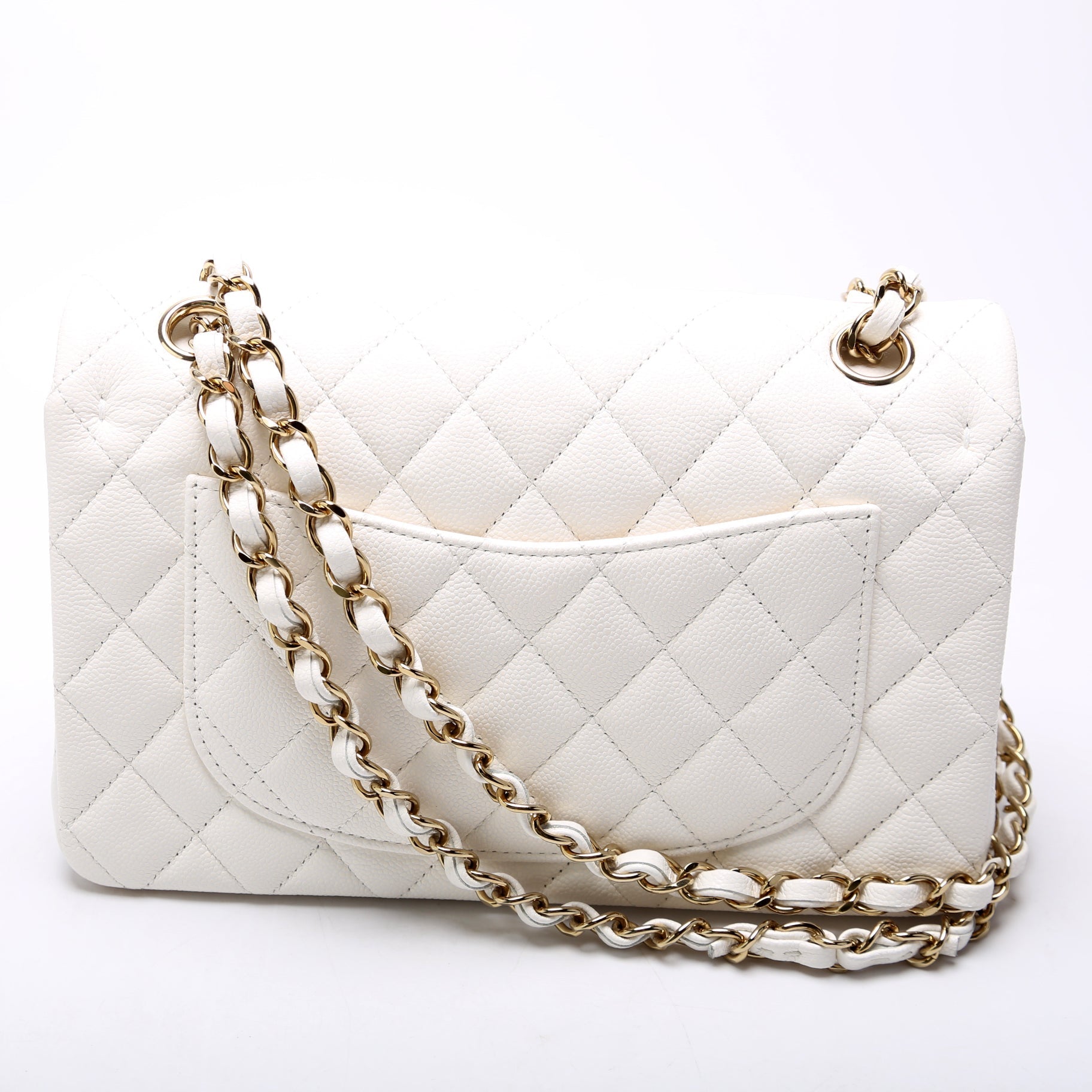 Chanel Classic Flap Caviar White Small Handbag