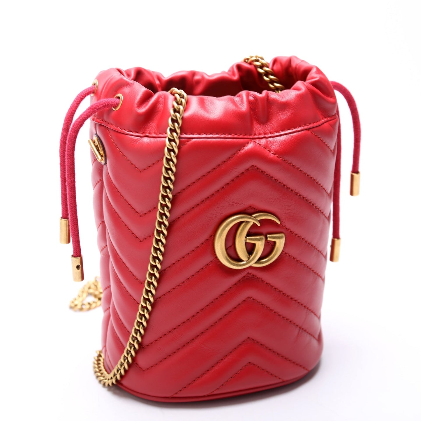 Gucci Marmont Red Mini Bucket Bag Red 3