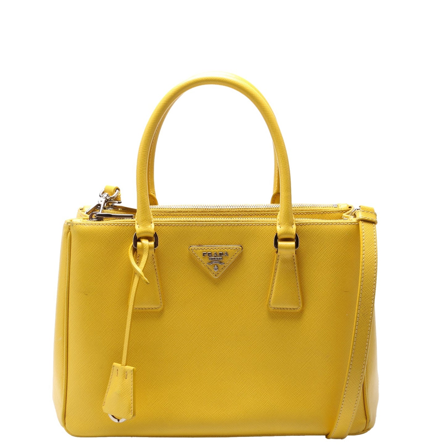 Prada Saffiano Galleria Yellow Bag Small Travel Bag