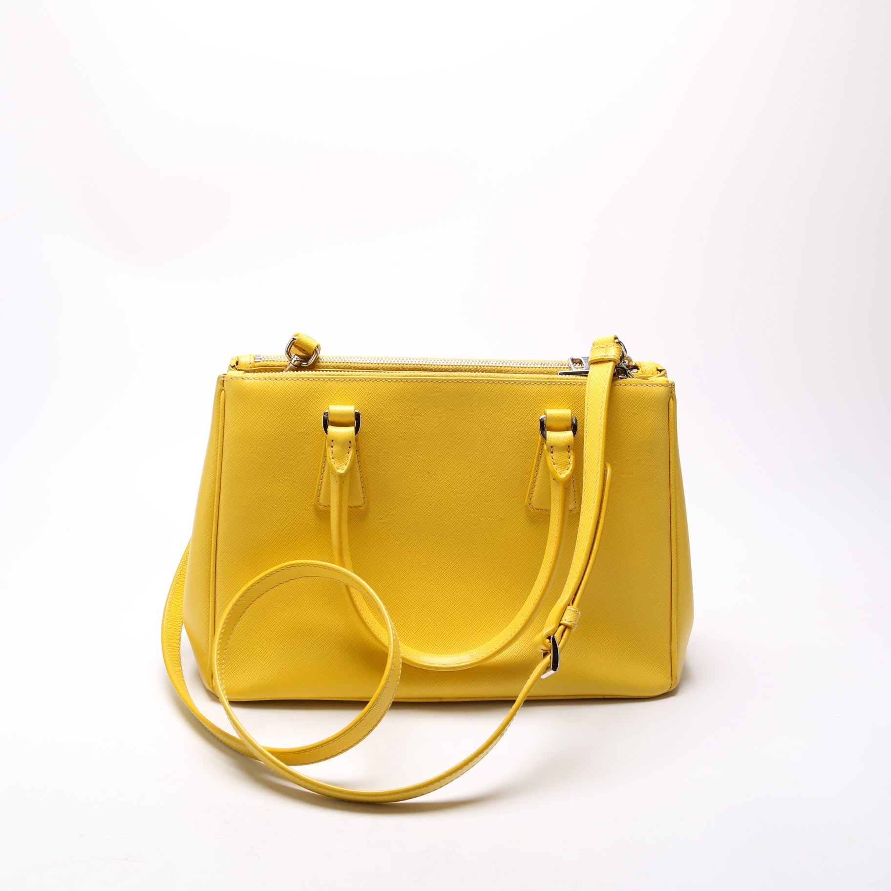Prada Saffiano Galleria Yellow Bag Small Travel Bag