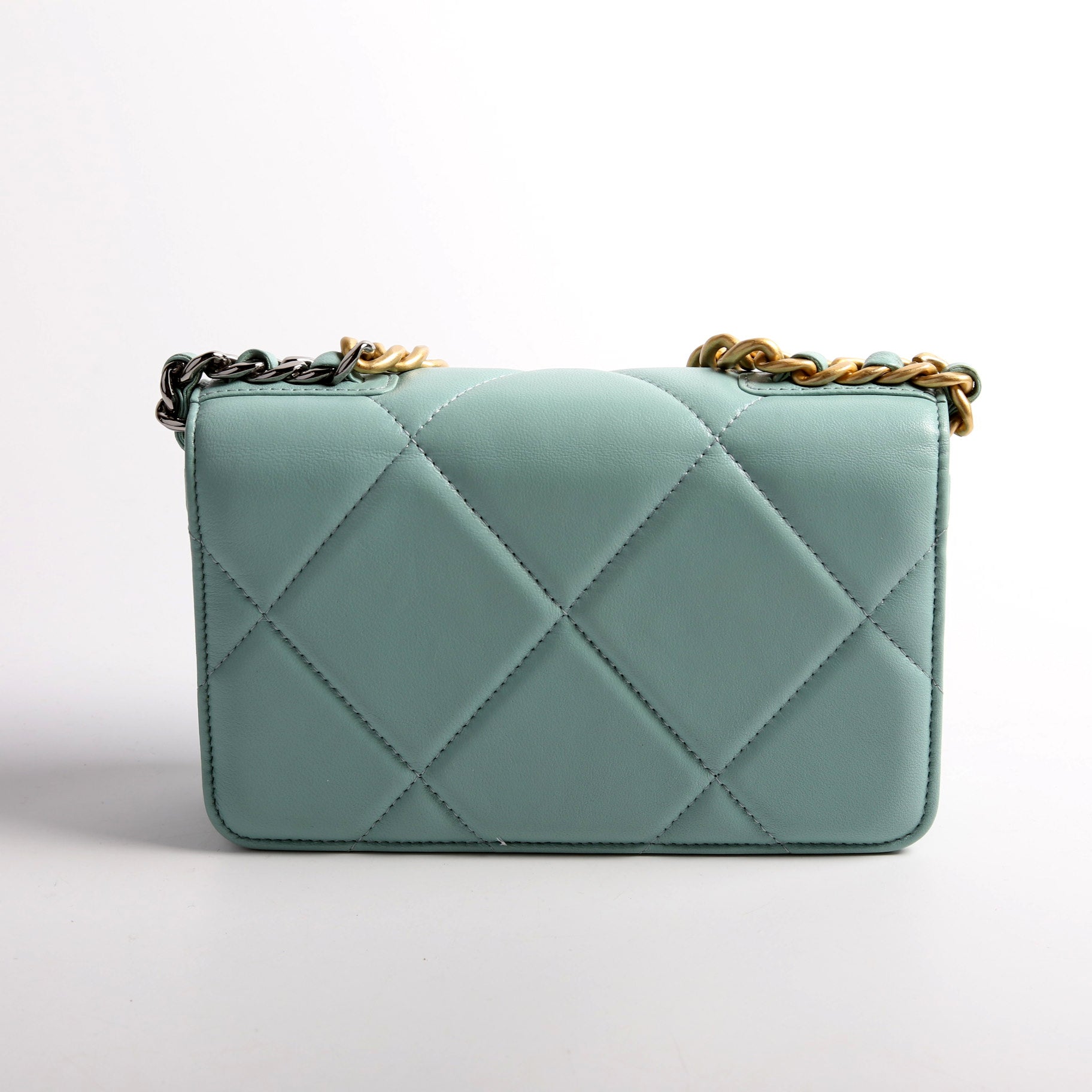 Chanel 19 WOC Quilted Lambskin 29M Blue Clutch Bag
