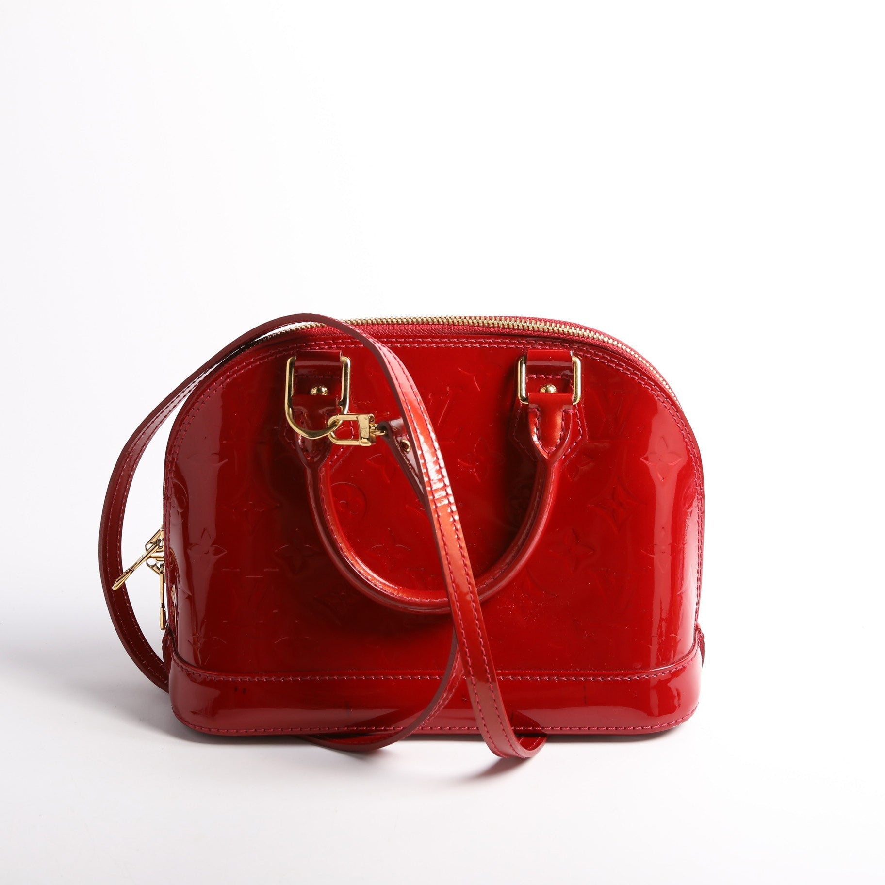 Louis Vuitton Alma BB Vernis Red Handbag Red 1