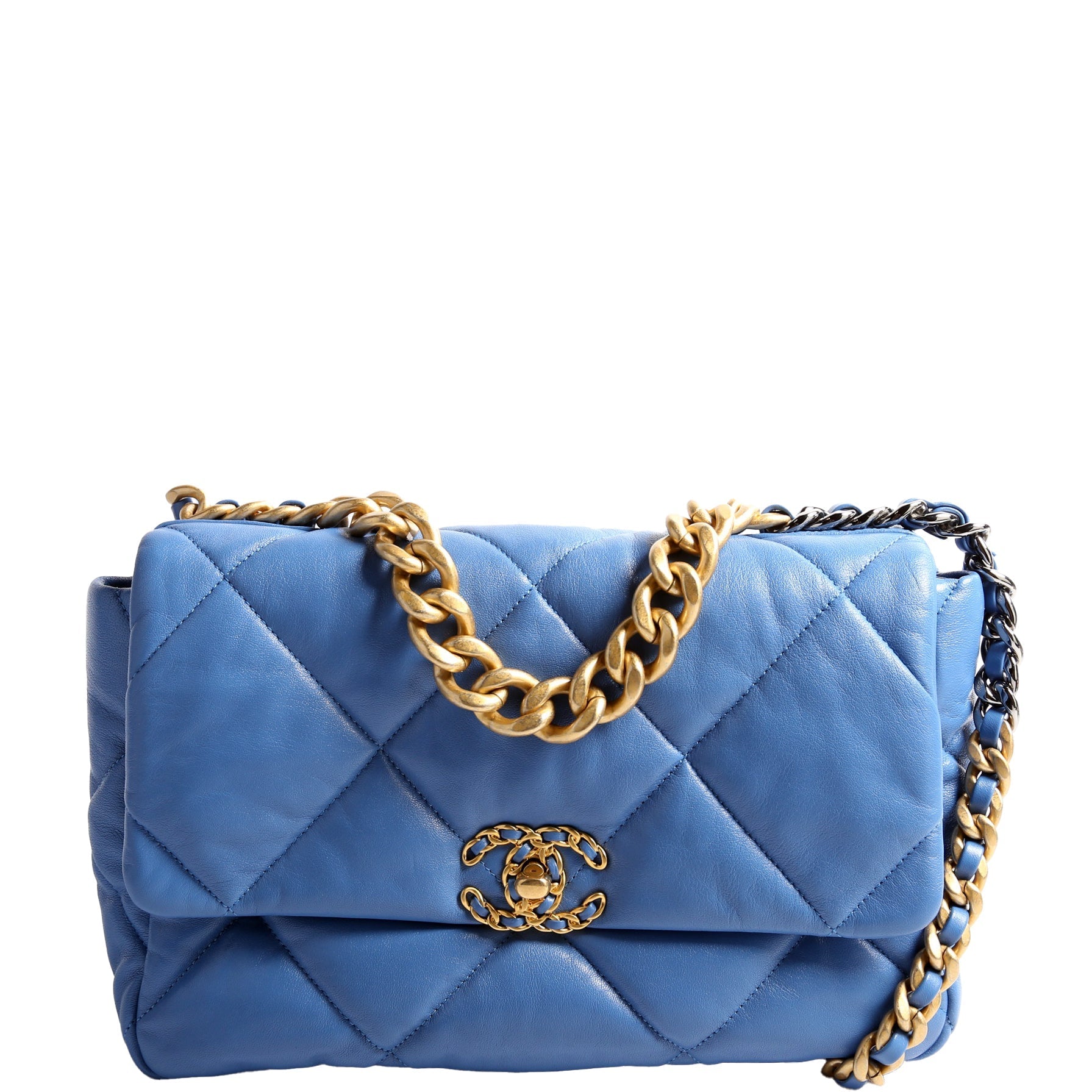 Chanel Quilted Goatskin 19 Flap 30M Blue Handbag