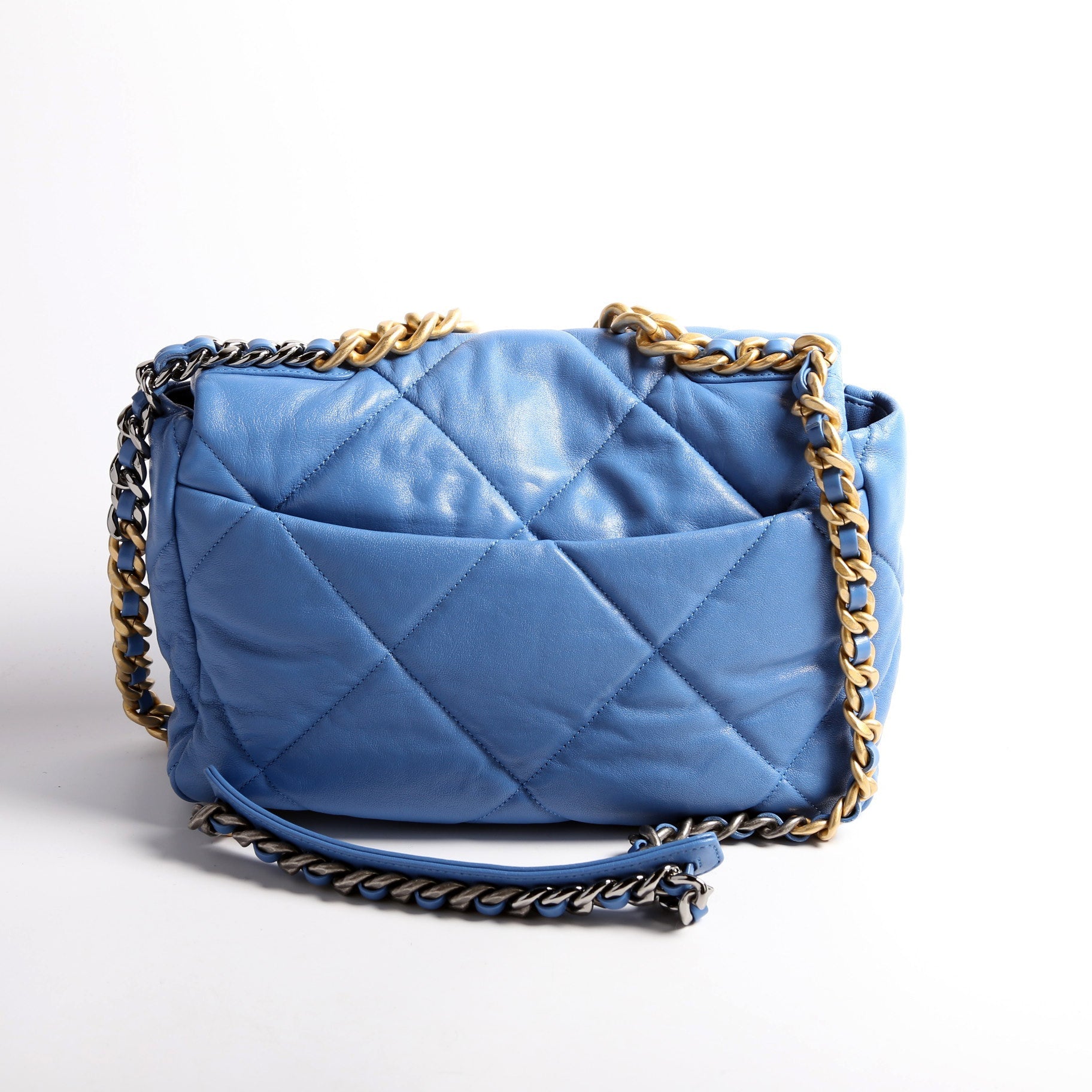 Chanel Quilted Goatskin 19 Flap 30M Blue Handbag
