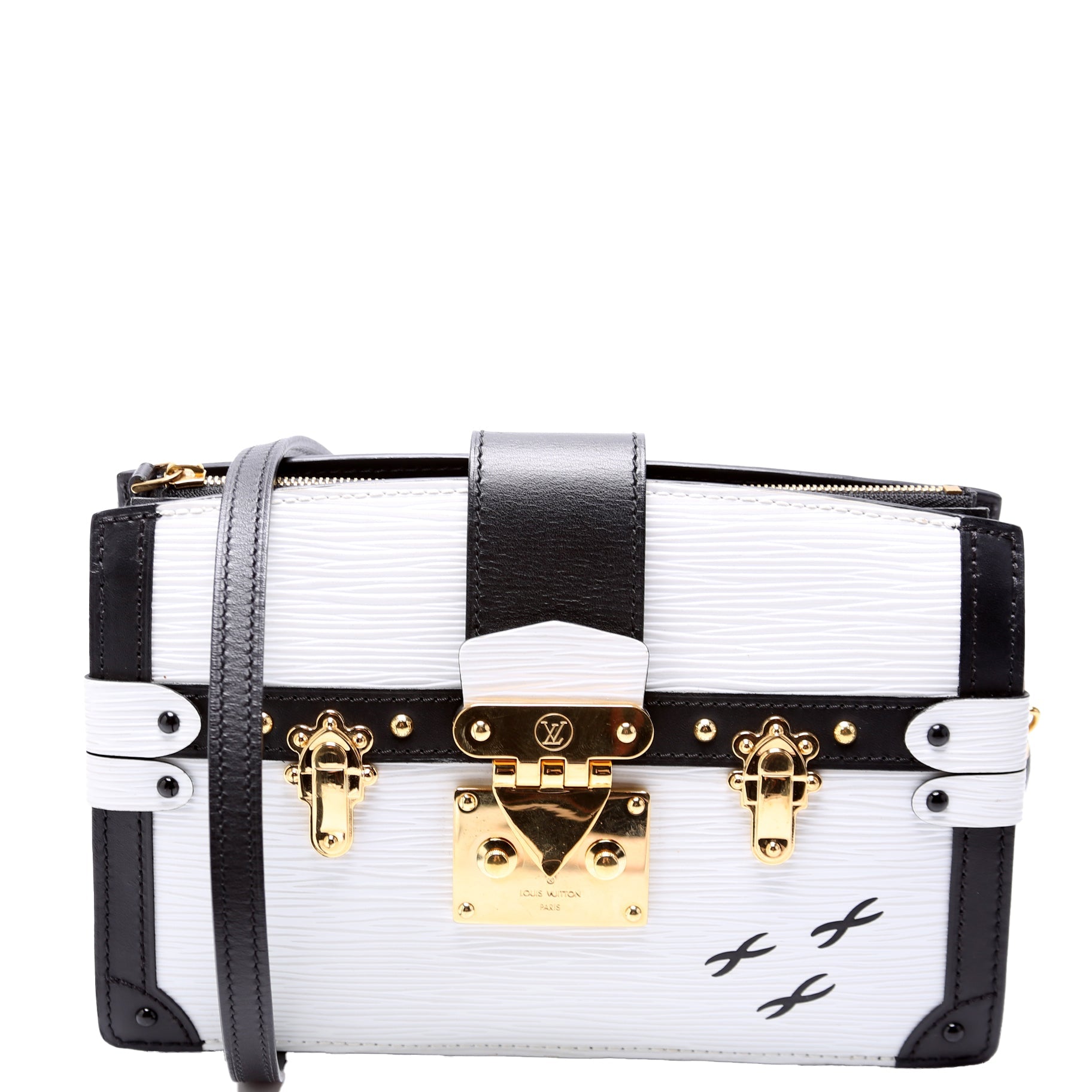 Louis Vuitton Trunk Black White Epi Clutch Bag