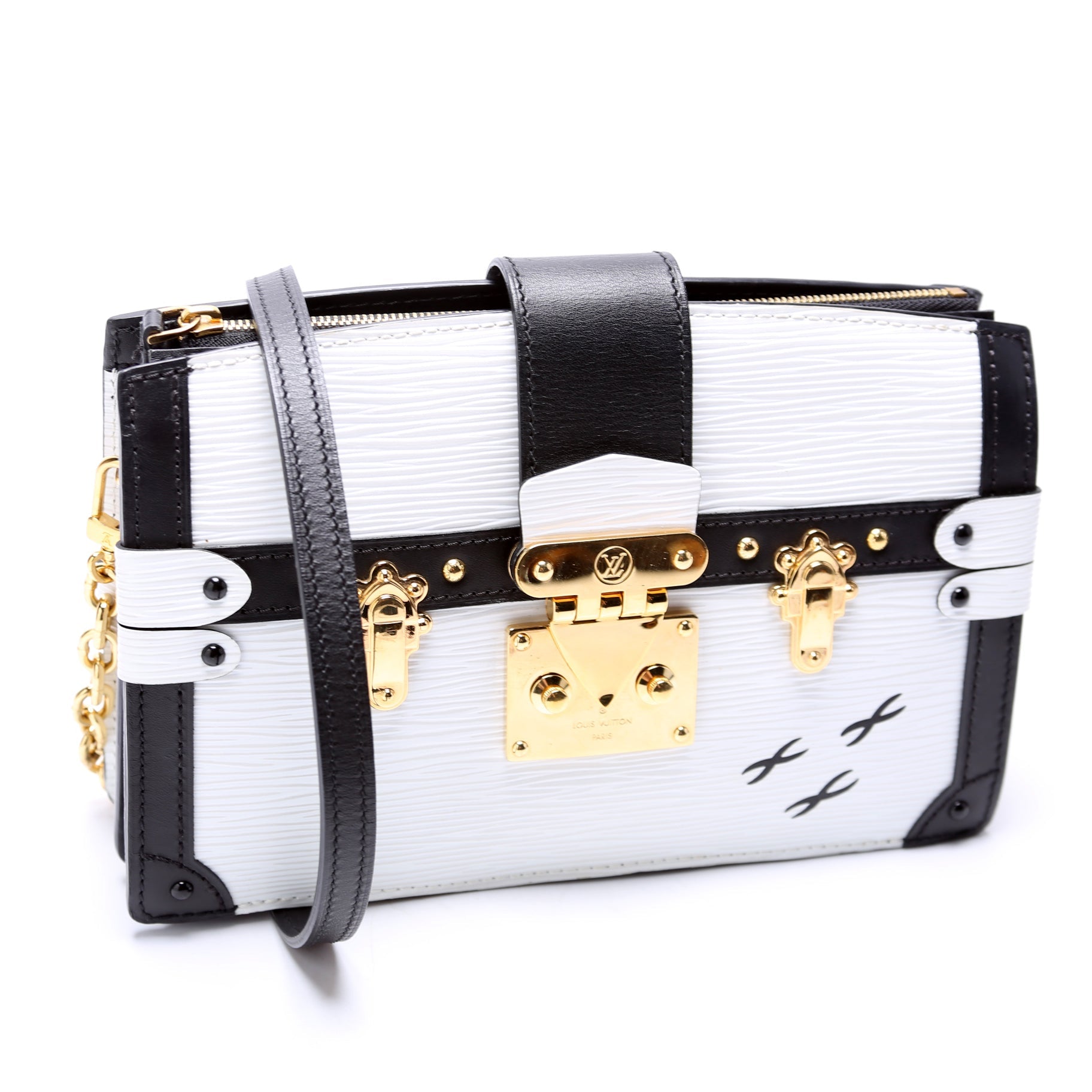 Louis Vuitton Trunk Black White Epi Clutch Bag