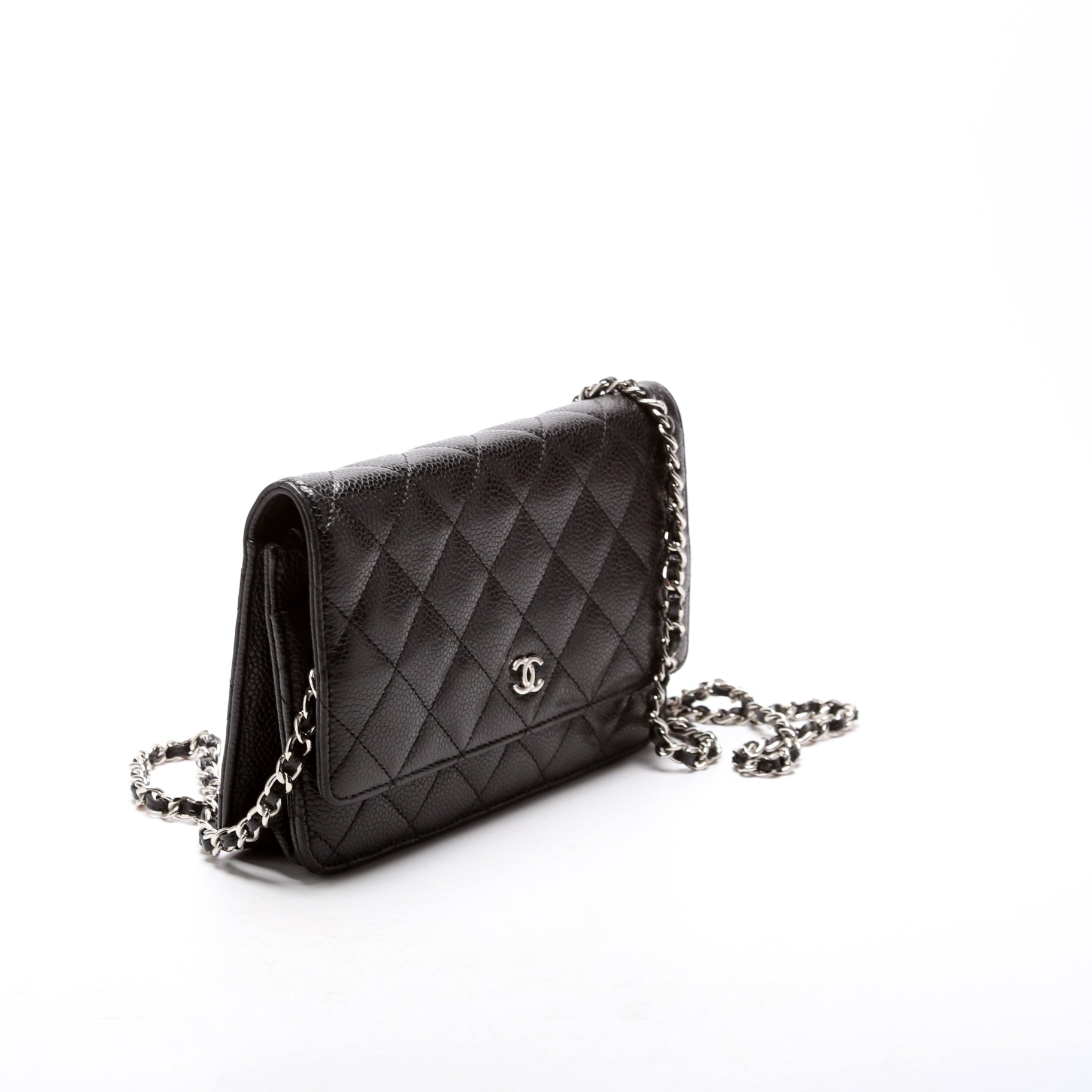 Chanel WOC Classic Quilted Caviar Black Clutch Bag