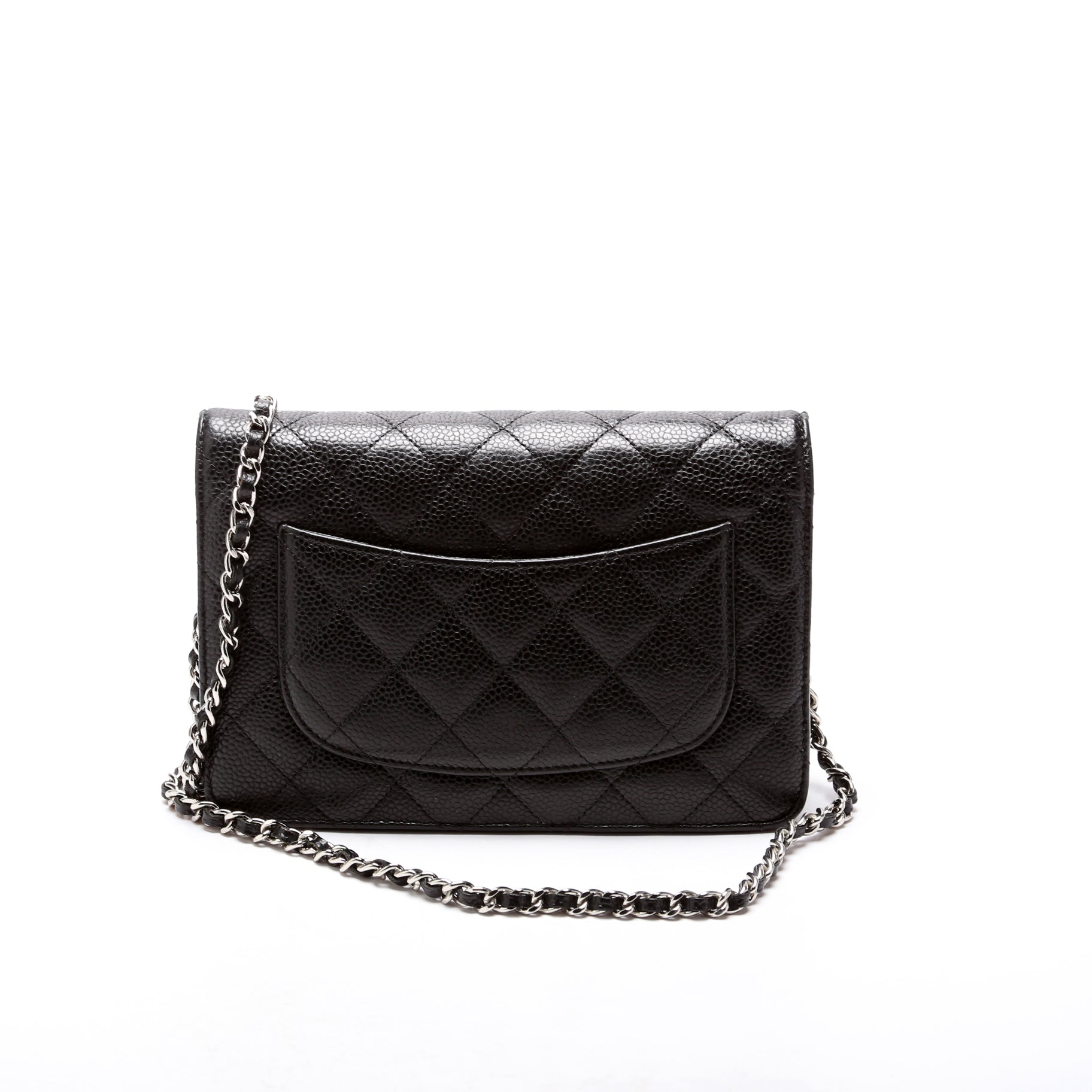 Chanel WOC Classic Quilted Caviar Black Clutch Bag
