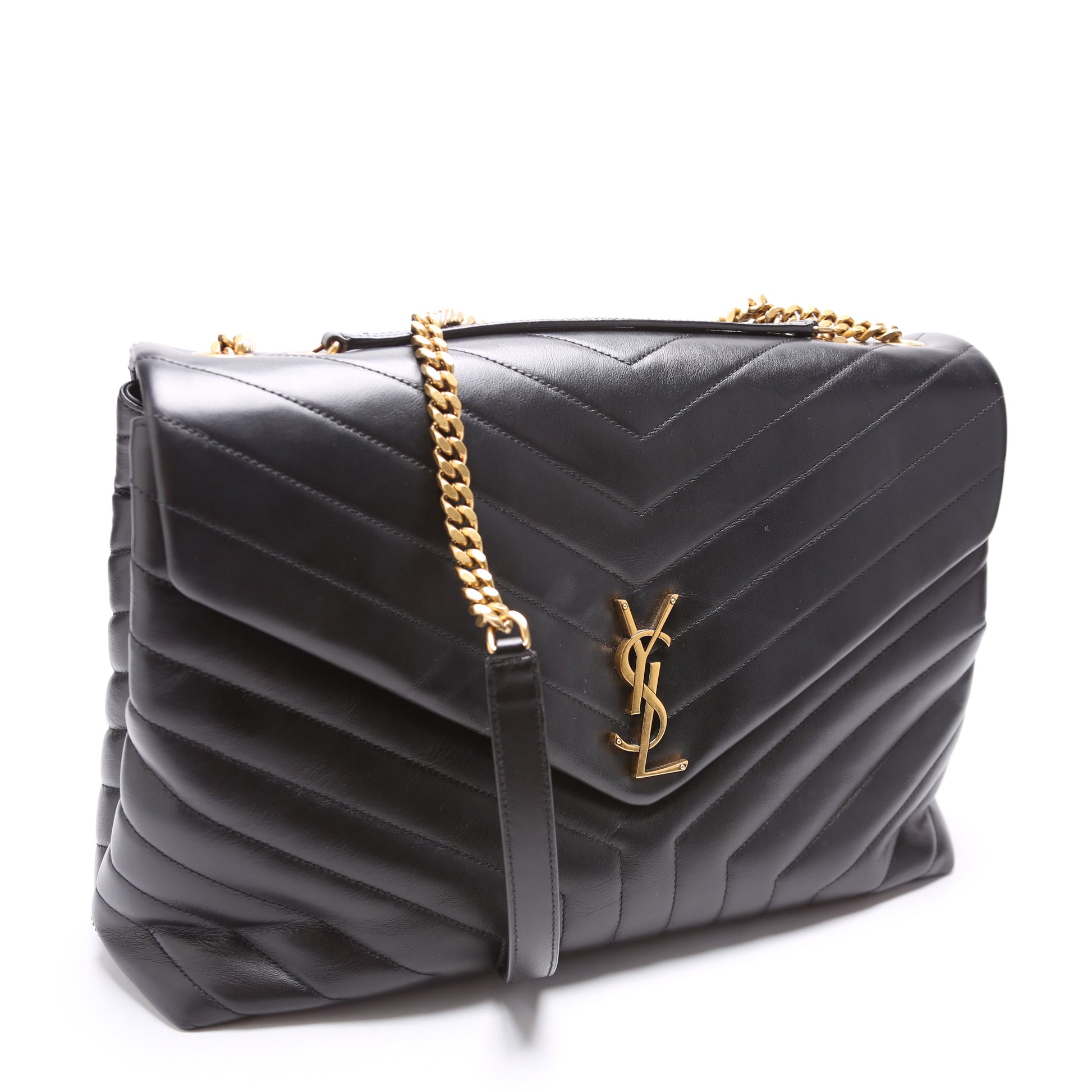 YSL Saint Laurent Loulou Satchel Bag Black Large Large 574947 Black