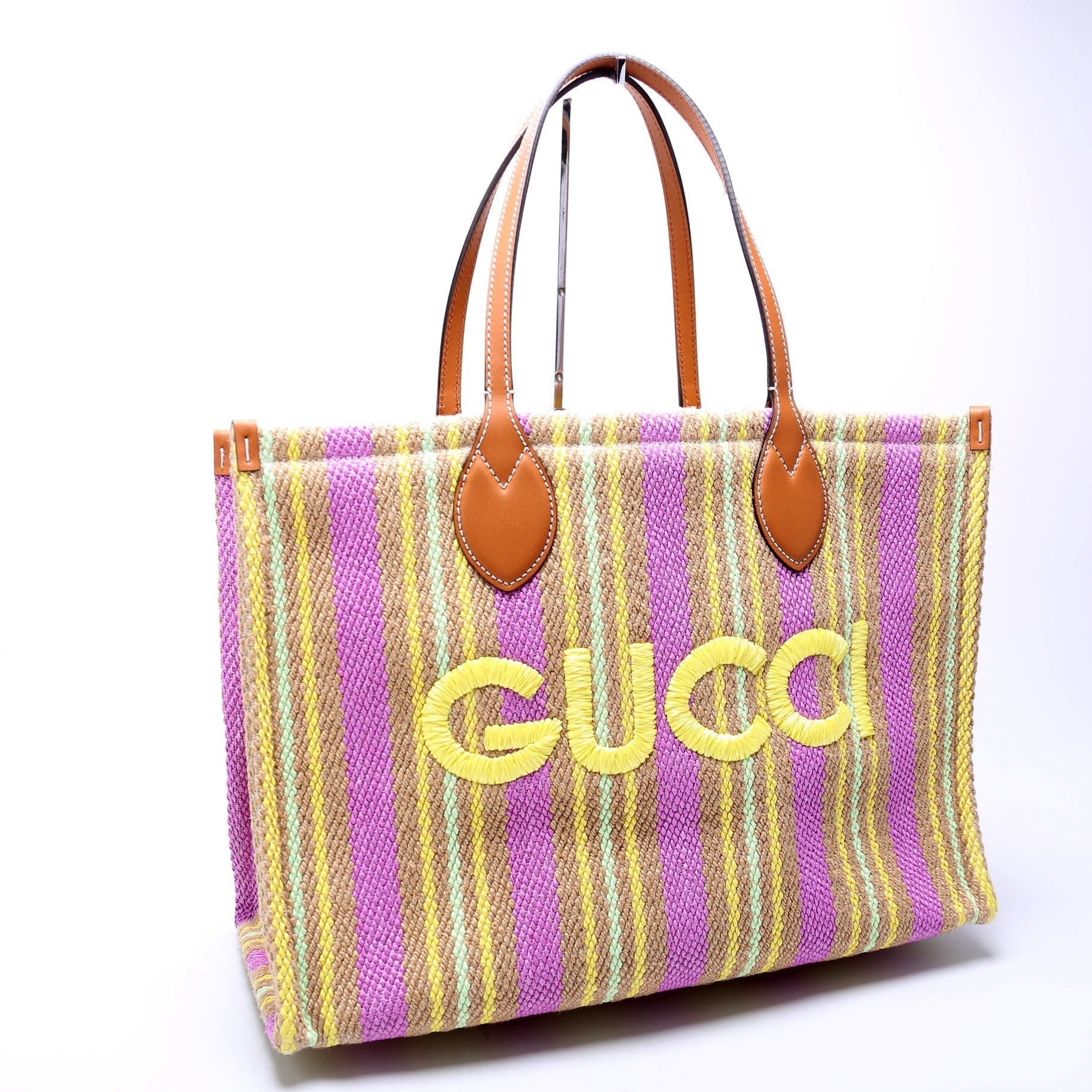 Gucci Jute Multicolor Medium Tote Bag