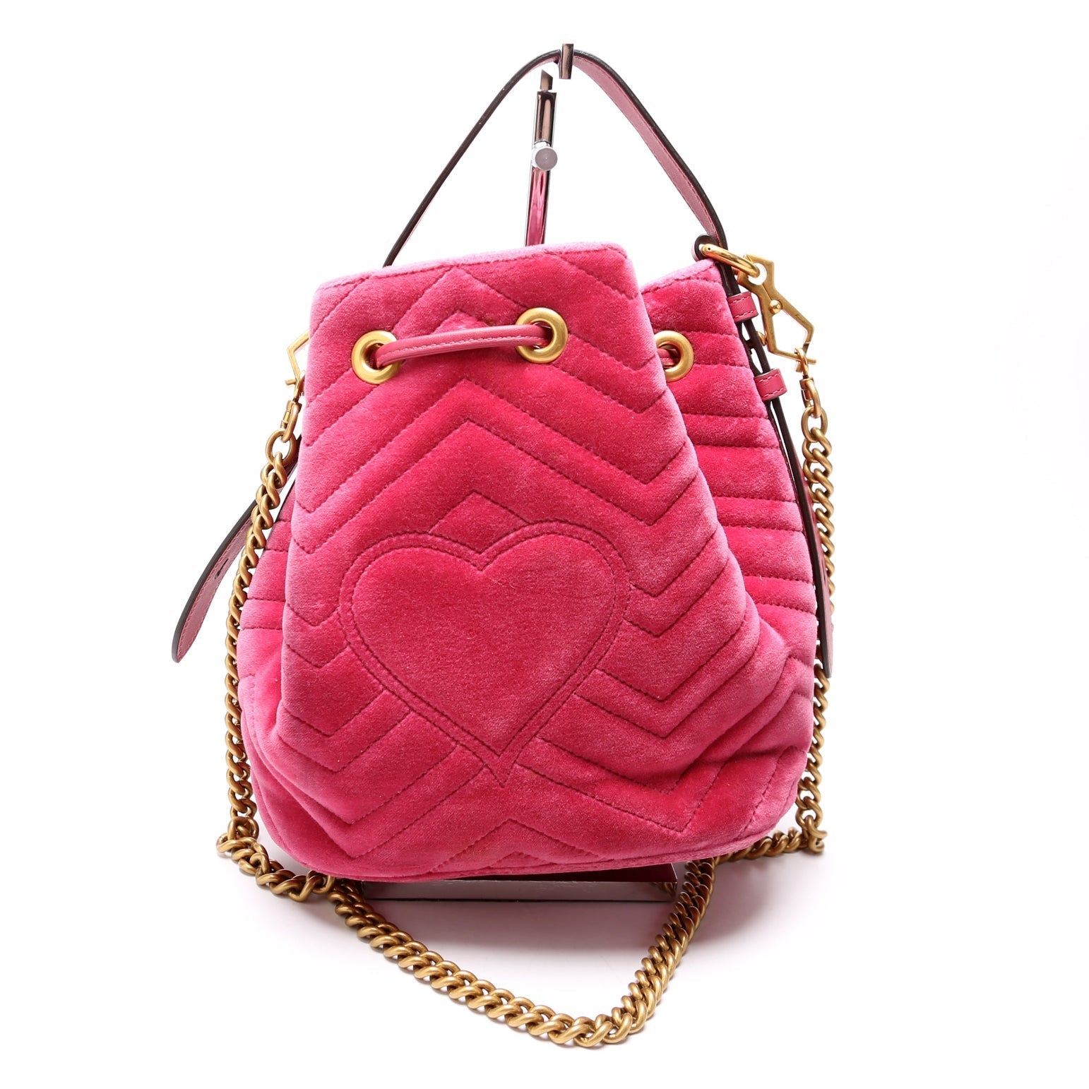Gucci GG Marmont Velvet Pink Bucket Bag