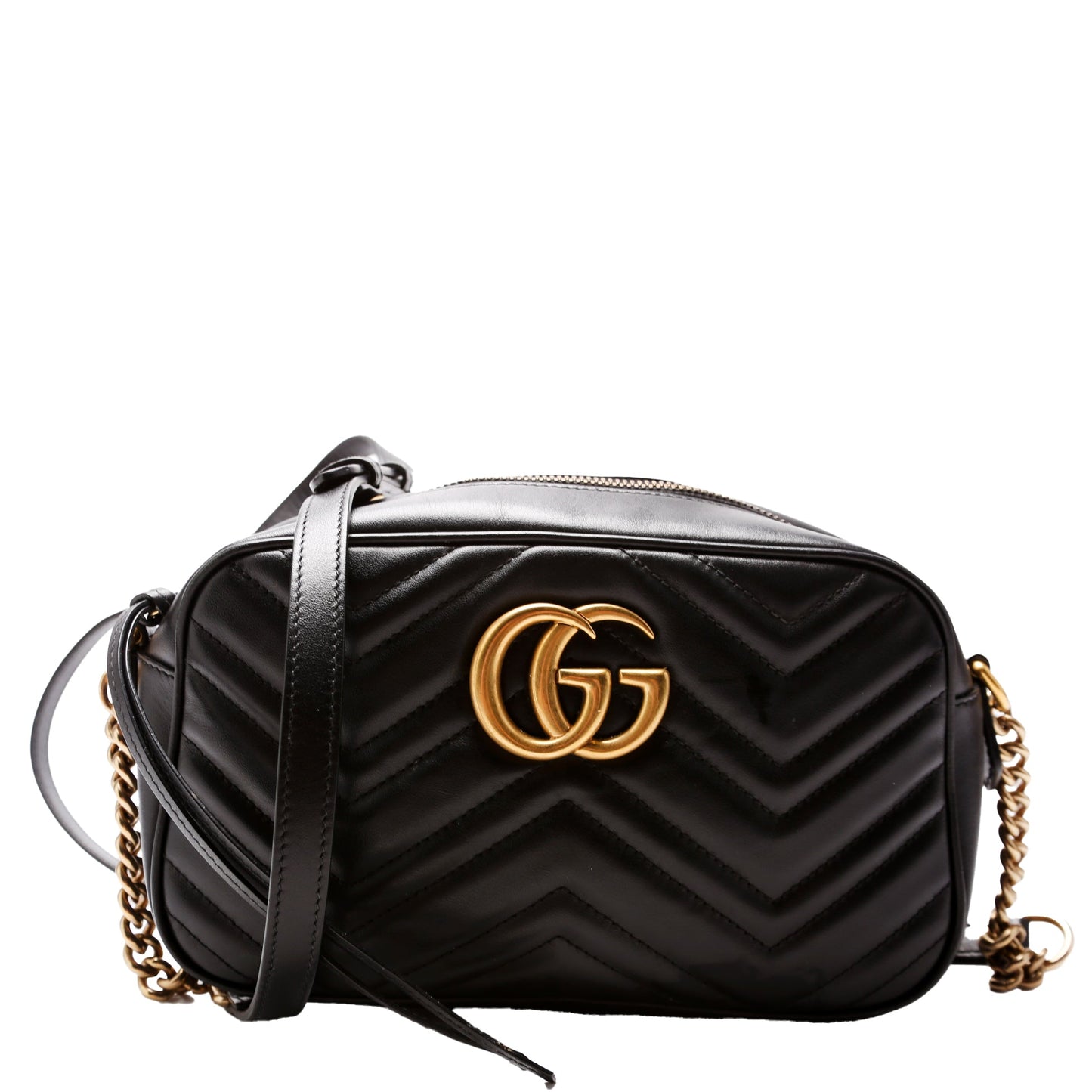 Gucci Marmont Camera Leather Black Small Travel Bag Black 2