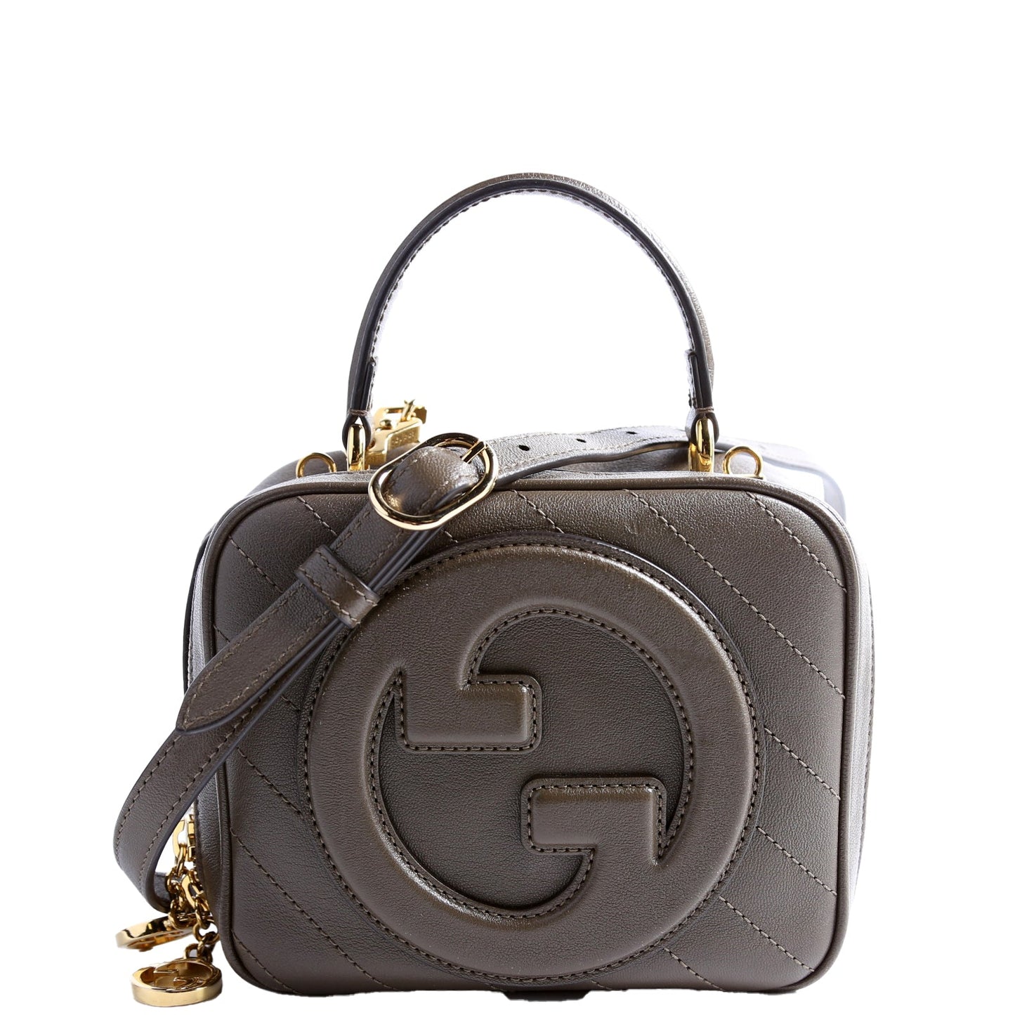 Gucci Blondie Leather Khaki Top Handle Travel Bag